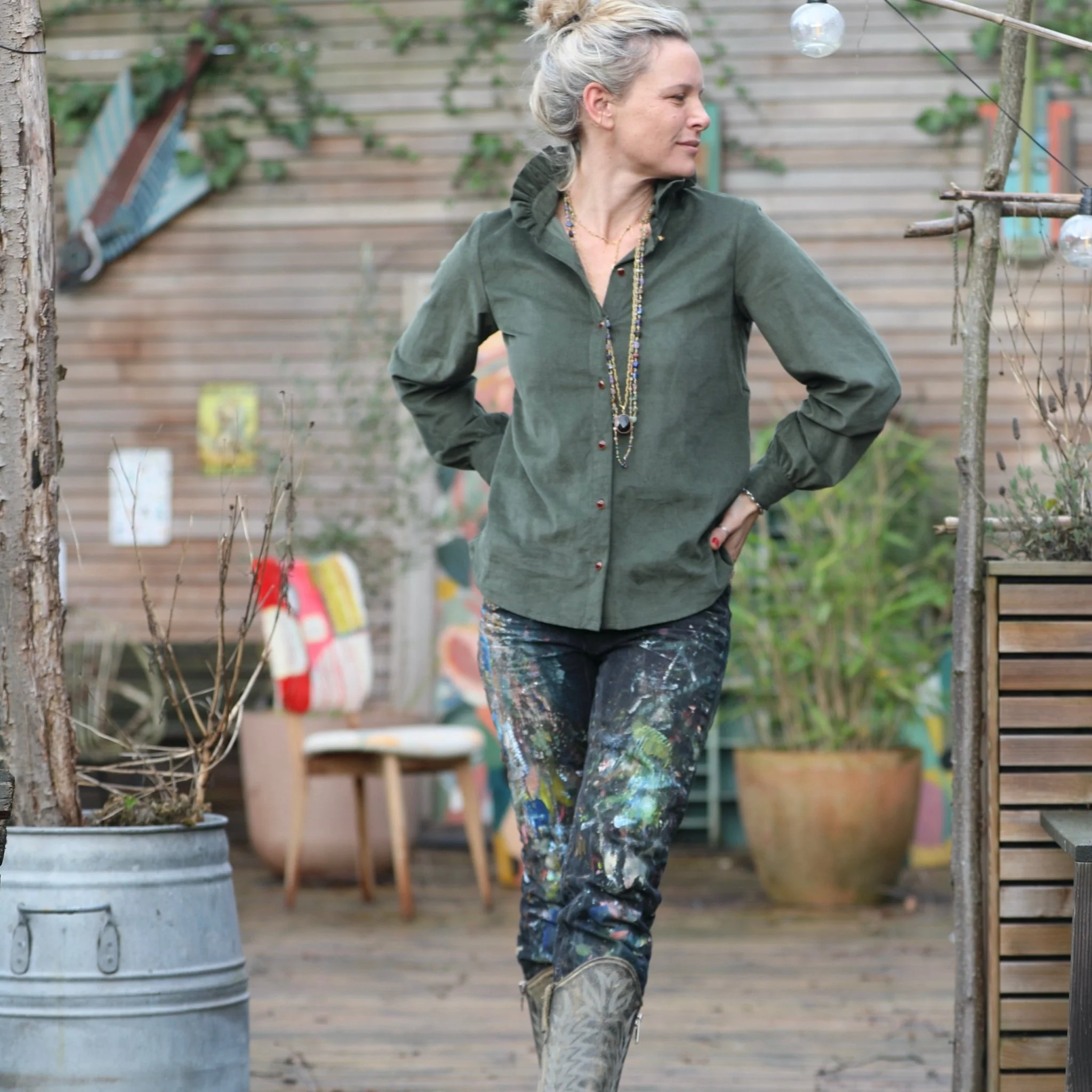 Blouse Marthe -  Velours kaki - Image 8