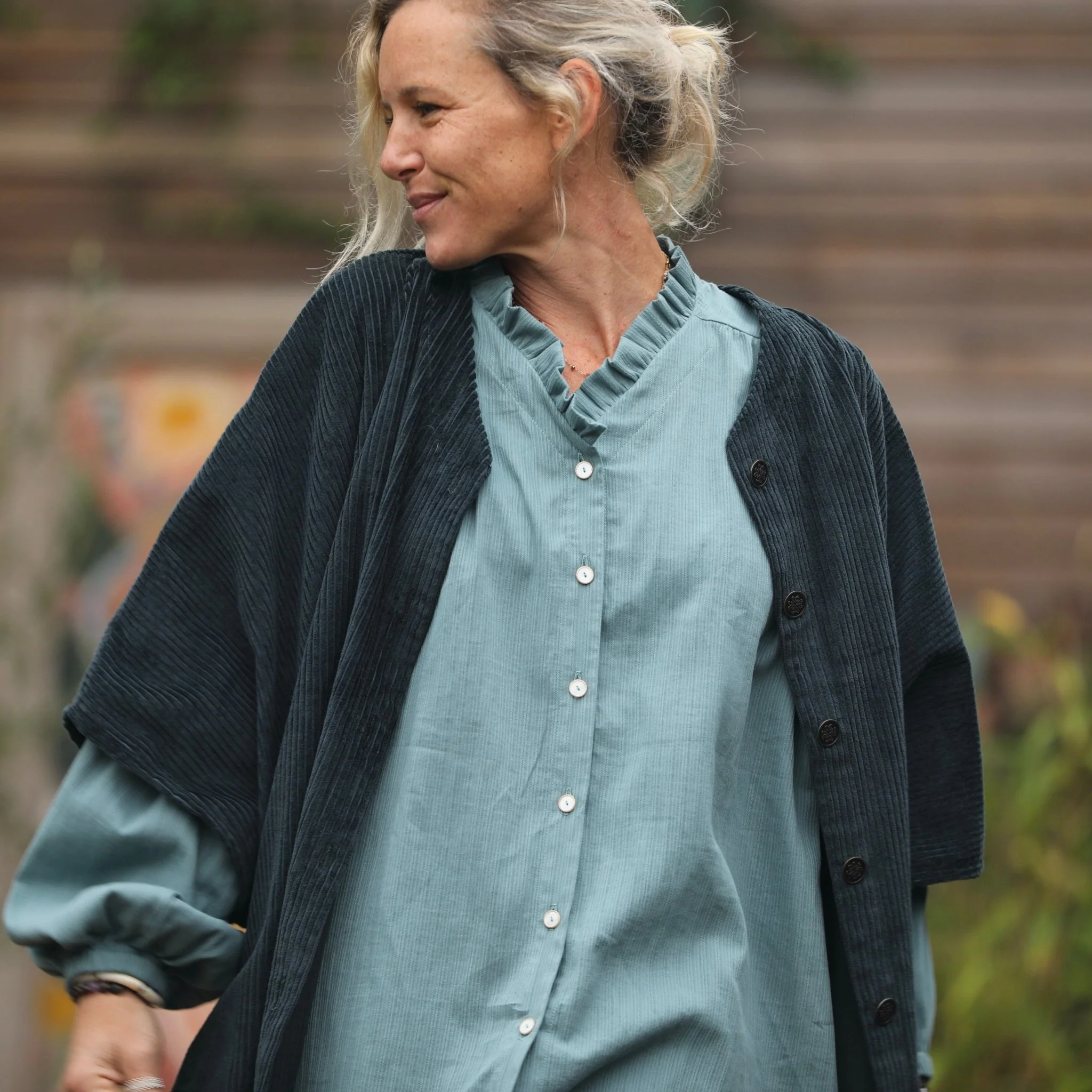 Blouse Miléna - Dobby tressé vert d'eau - Image 5