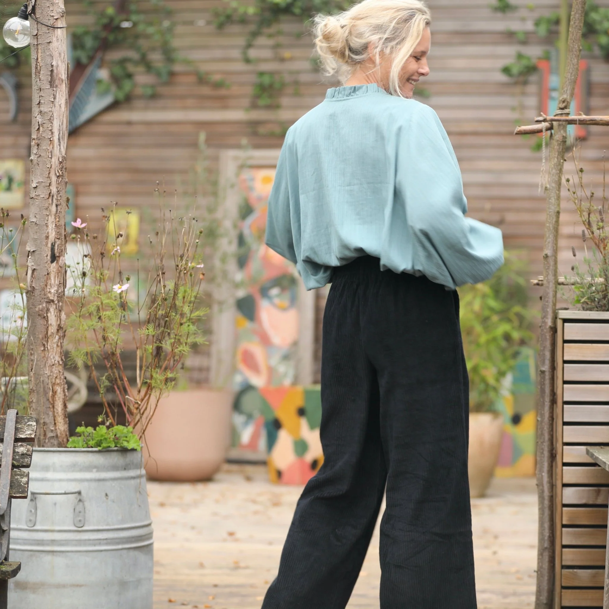 Blouse Miléna - Dobby tressé vert d'eau - Image 7