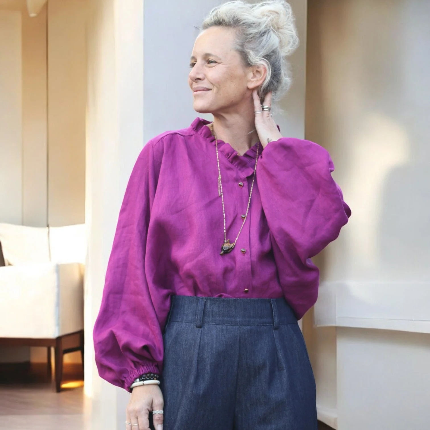 Blouse Miléna - lin Bougainvillier - Image 10