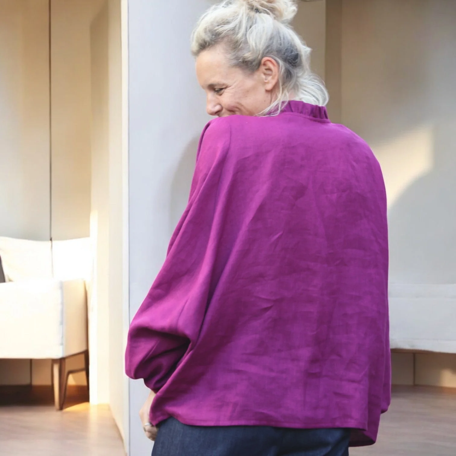Blouse Miléna - lin Bougainvillier - Image 4
