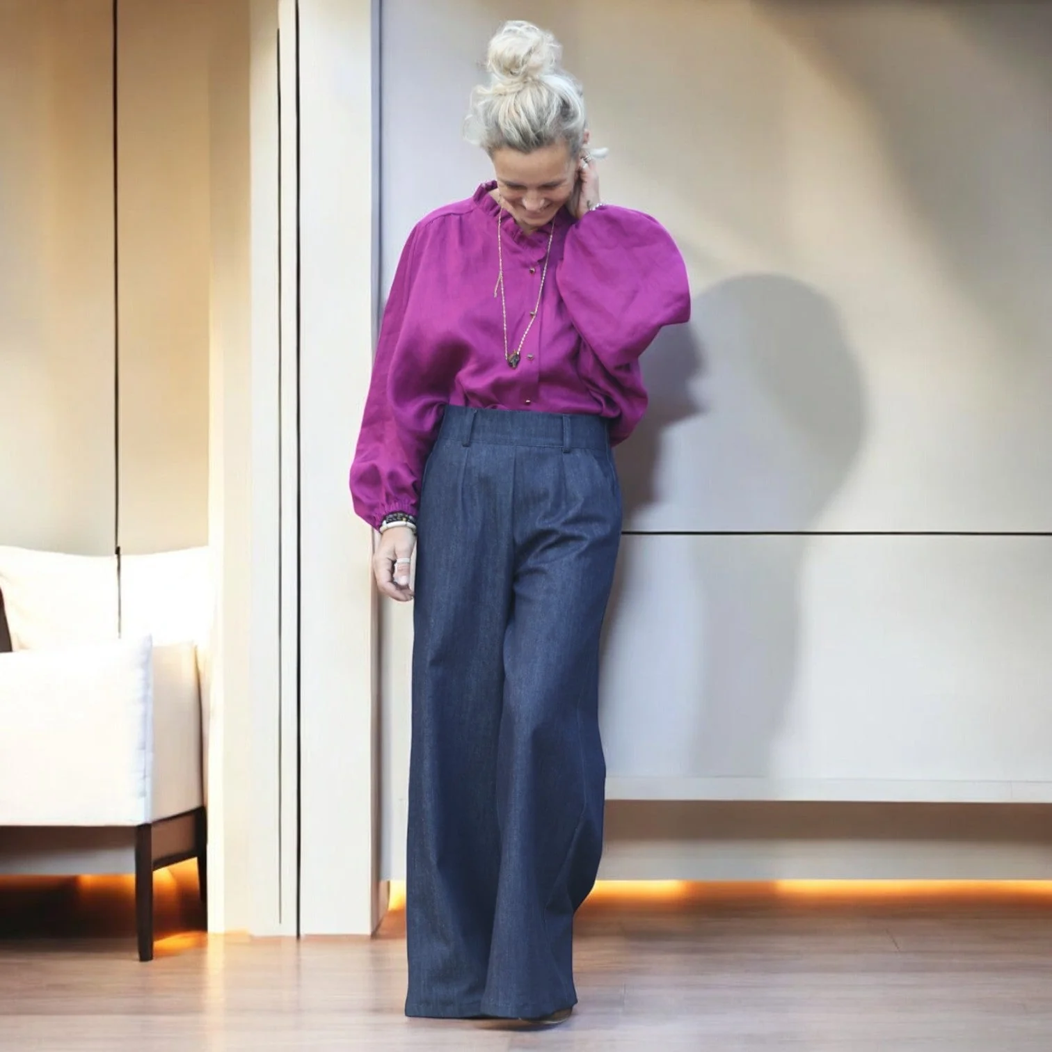 Blouse Miléna - lin Bougainvillier - Image 9