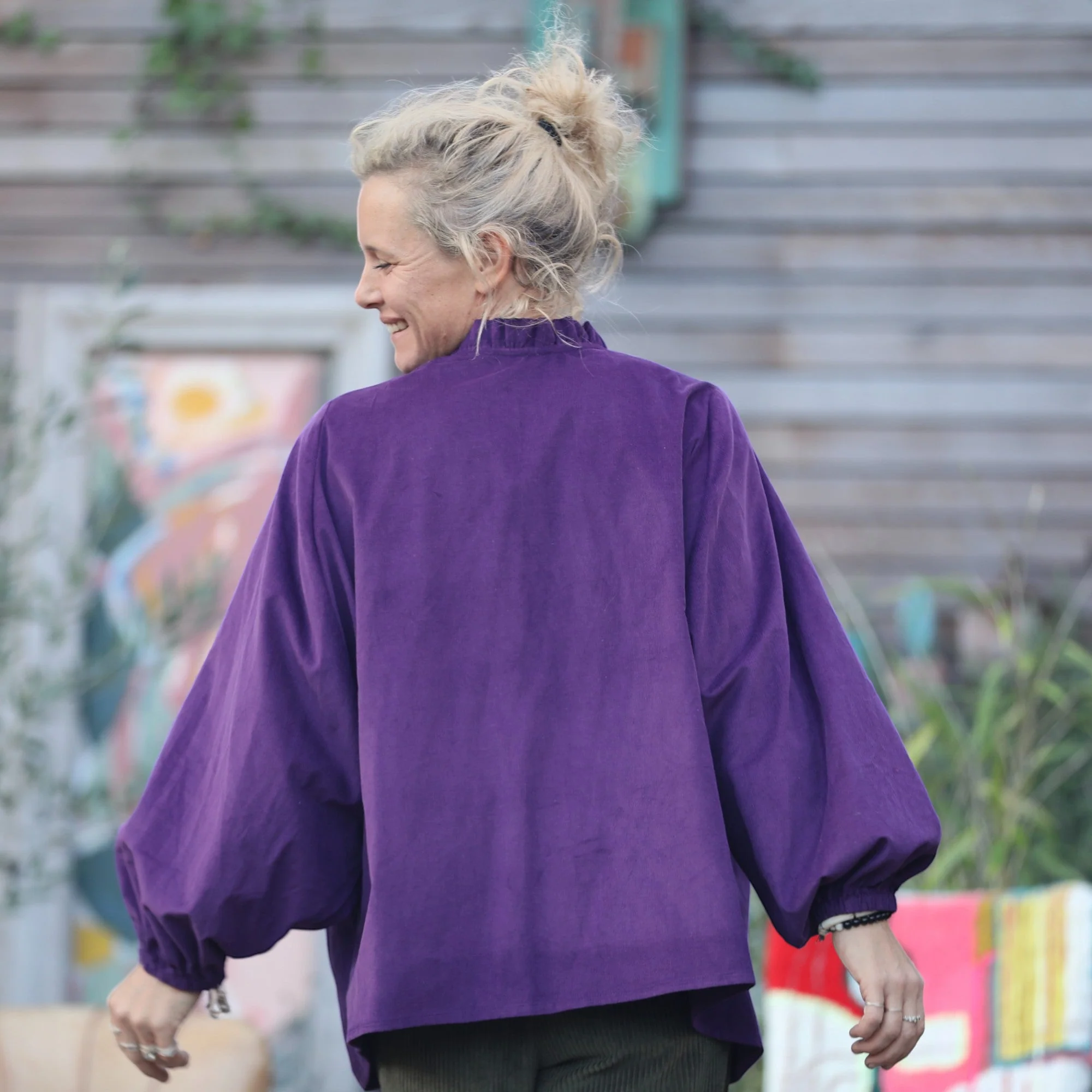 Blouse Miléna - velours milleraies prune - Image 5