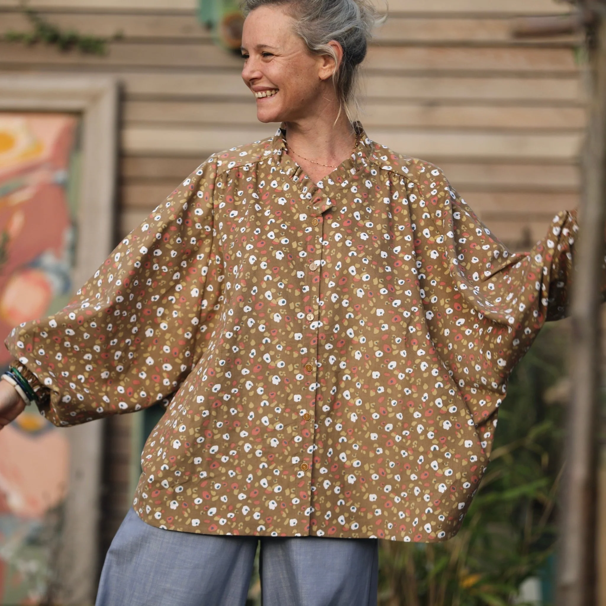 Blouse Miléna -  velours milleraies Savane - Image 3