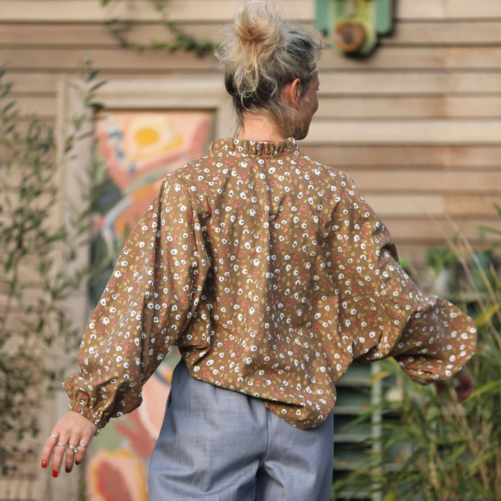 Blouse Miléna -  velours milleraies Savane - Image 8