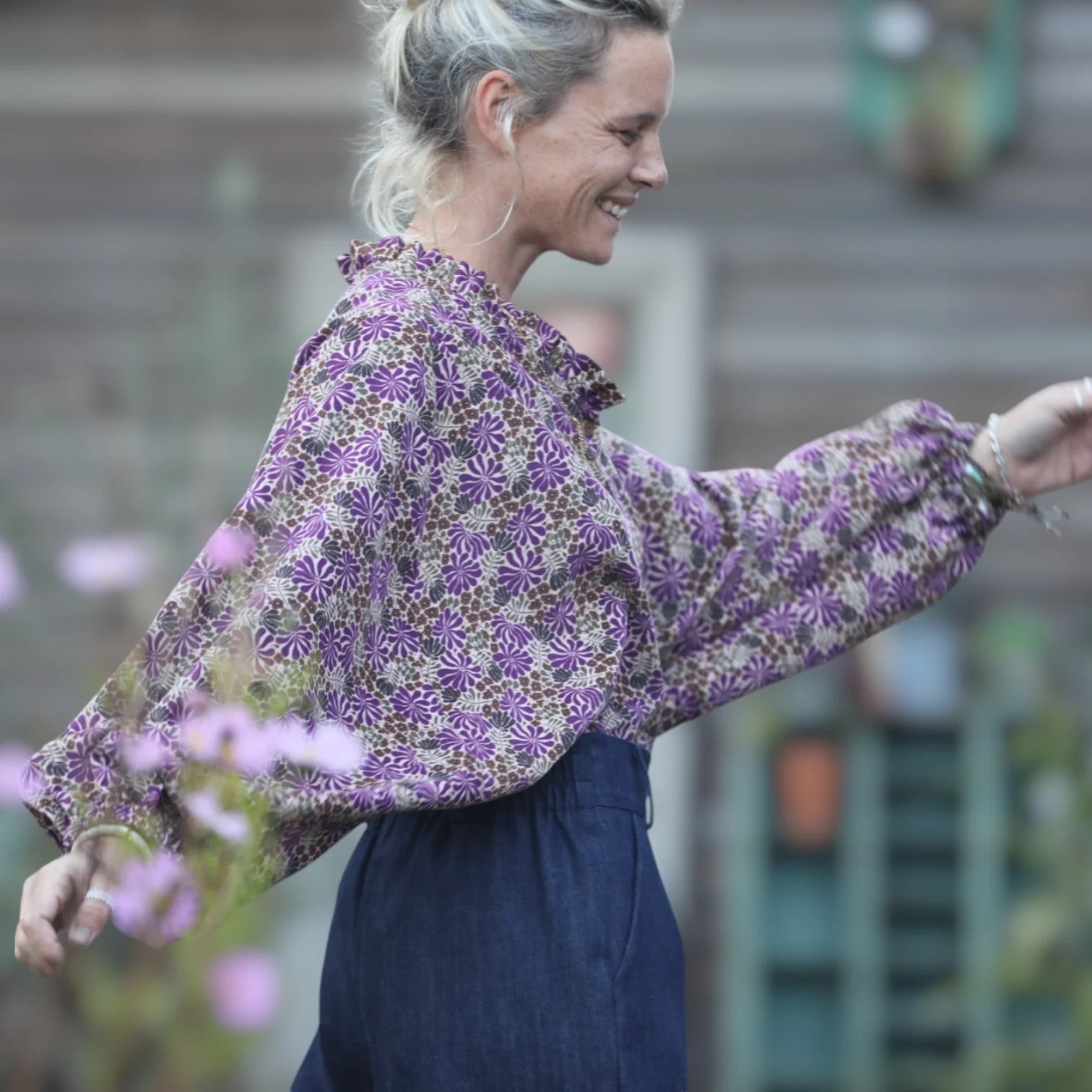 Blouse Miléna - velours milleraies Violettes Sauvages
