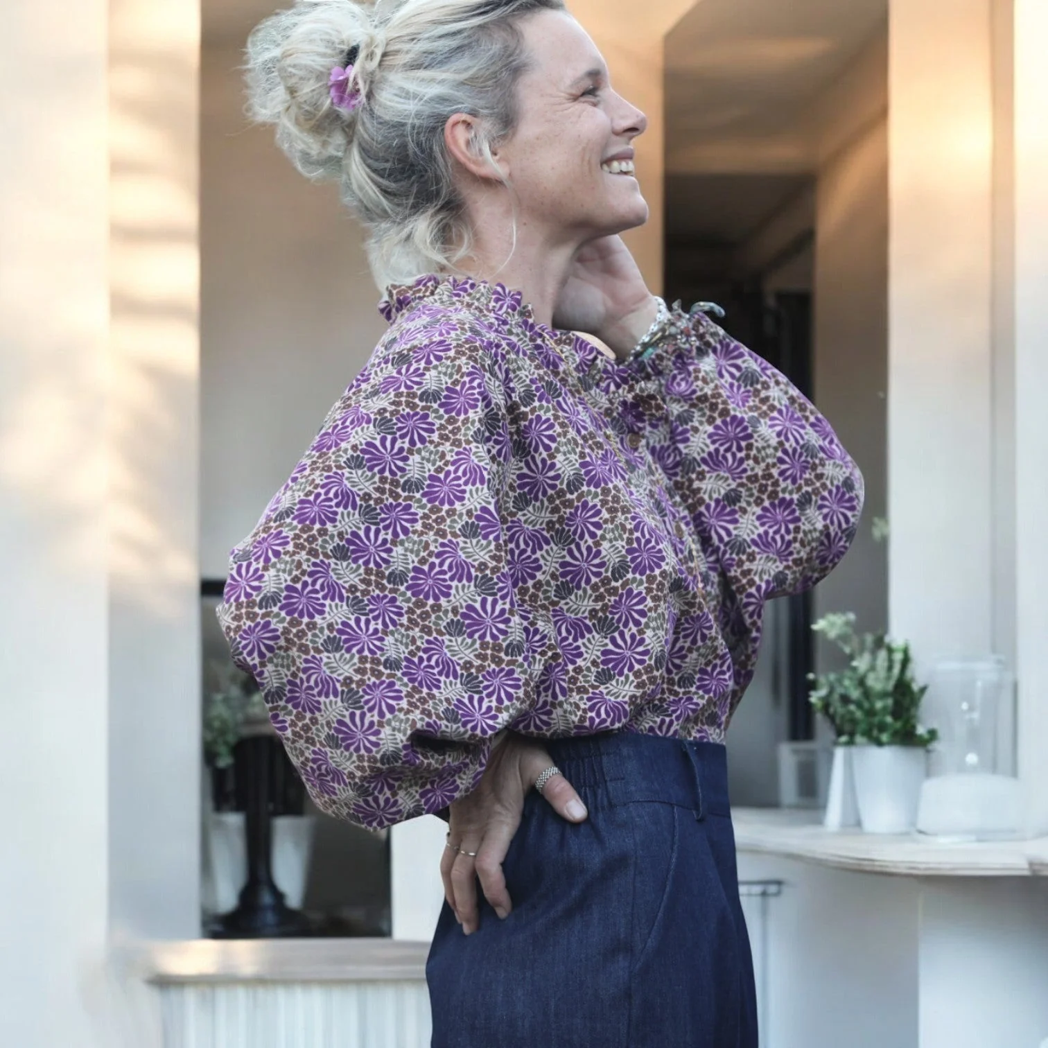 Blouse Miléna - velours milleraies Violettes Sauvages - Image 3
