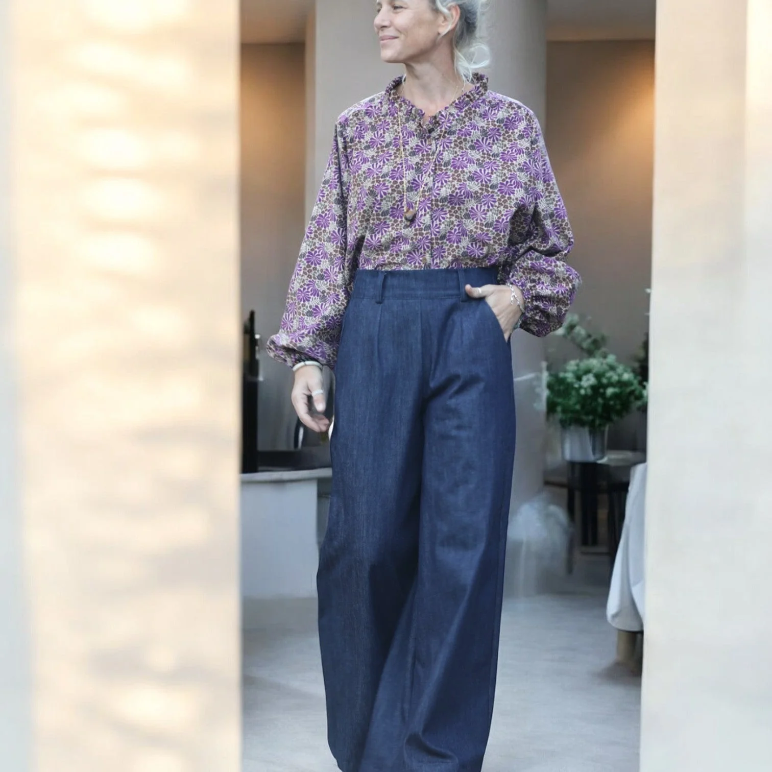Blouse Miléna - velours milleraies Violettes Sauvages - Image 6