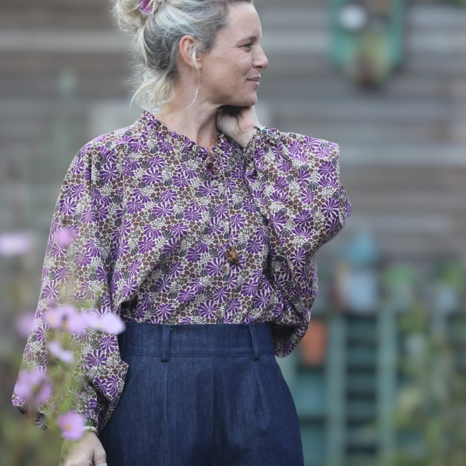 Blouse Miléna - velours milleraies Violettes Sauvages - Image 7