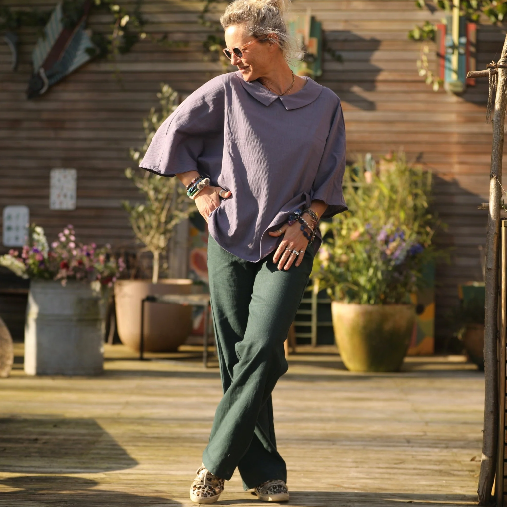 Blouse Myriem - coton tressé prune - Image 4