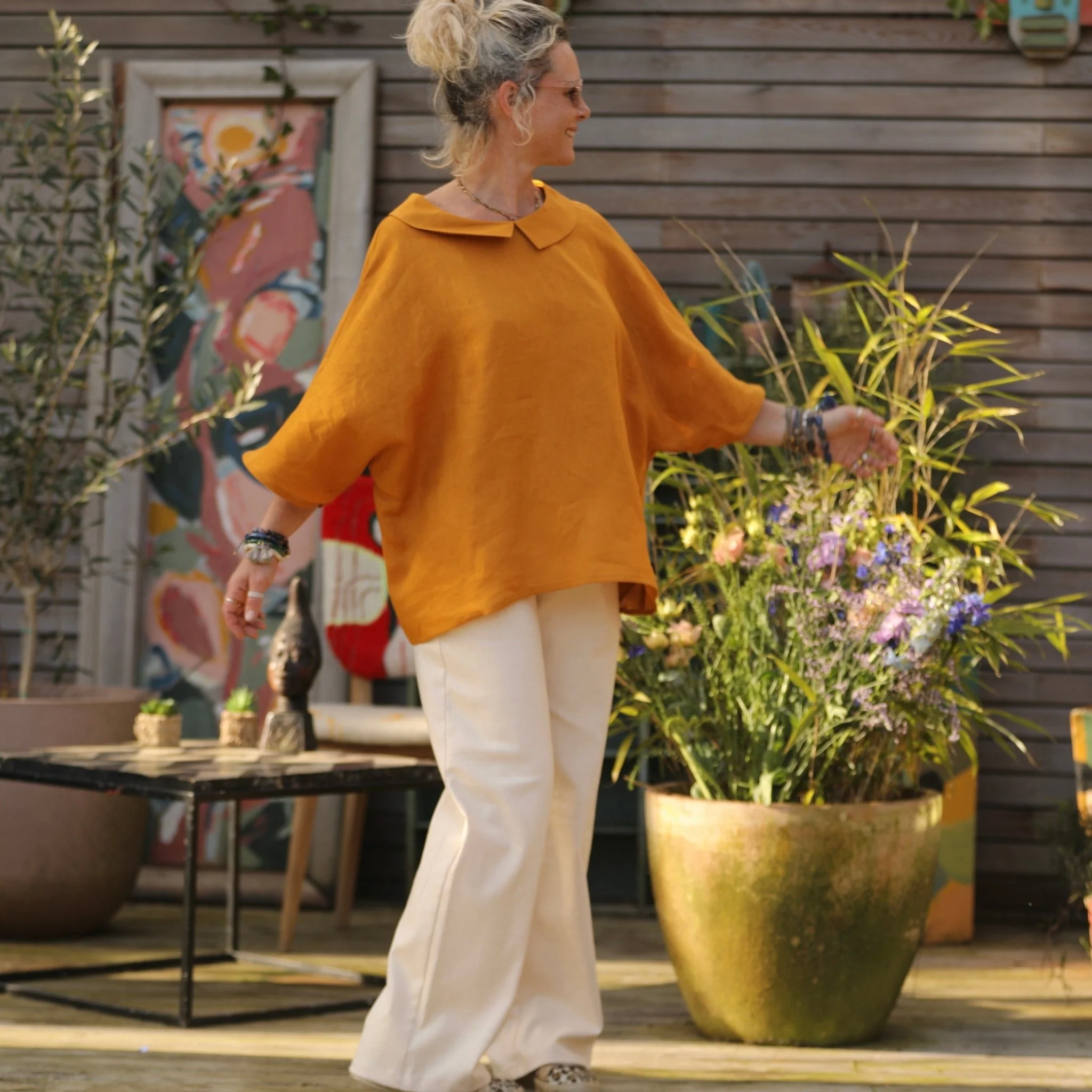 Blouse Myriem - lin ocre - Image 4
