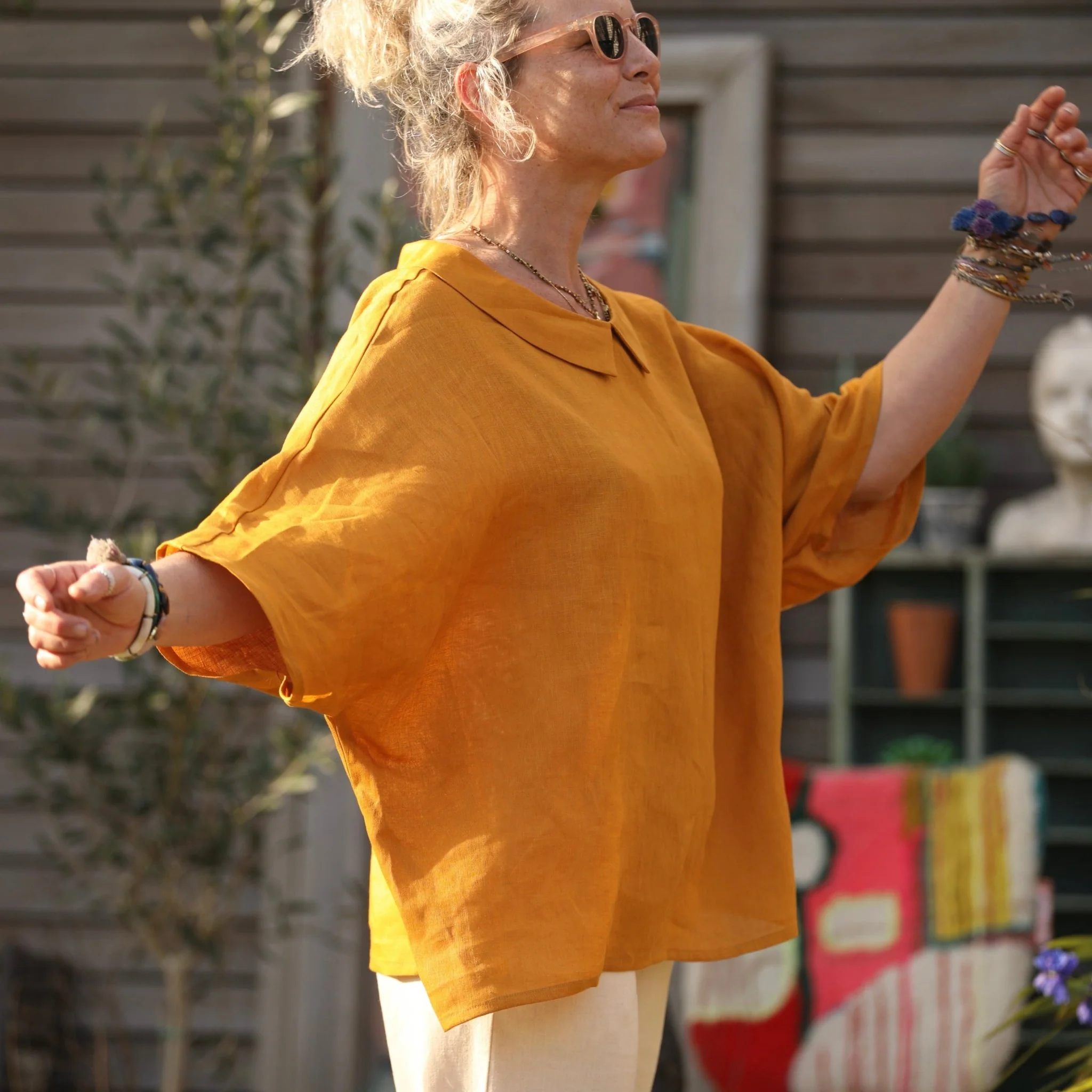 Blouse Myriem - lin ocre - Image 5