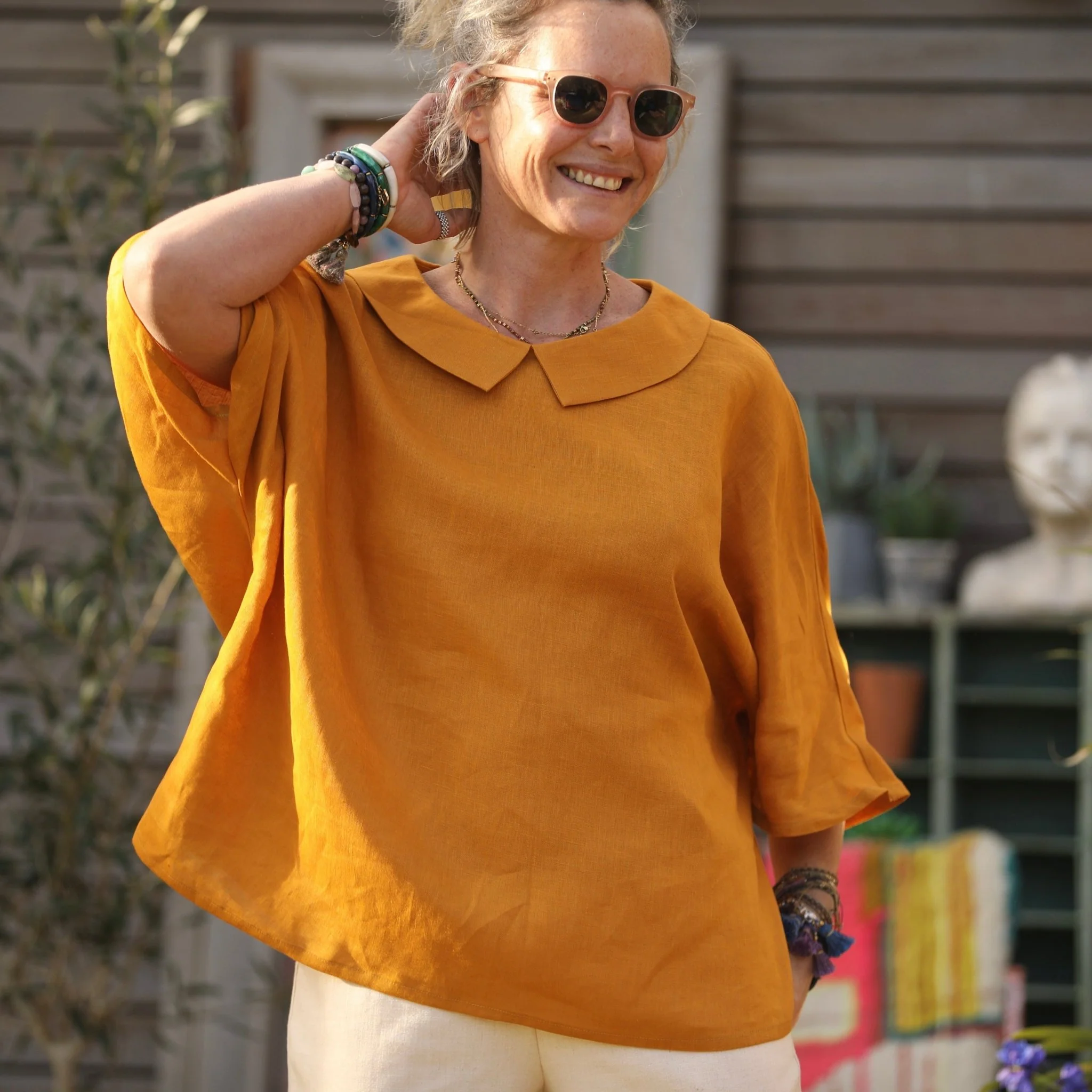 Blouse Myriem - lin ocre - Image 8