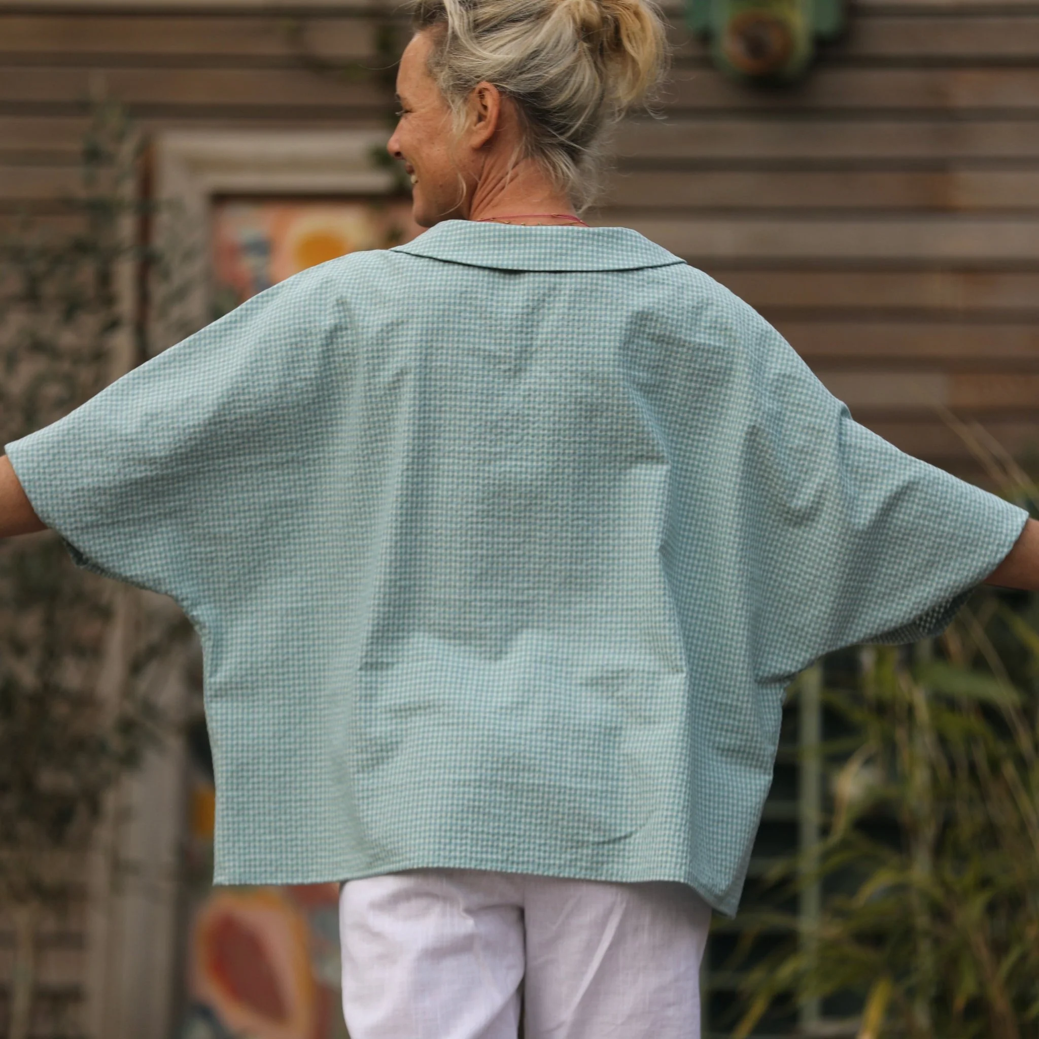 Blouse Myriem - vichy de coton bleuté - Image 5