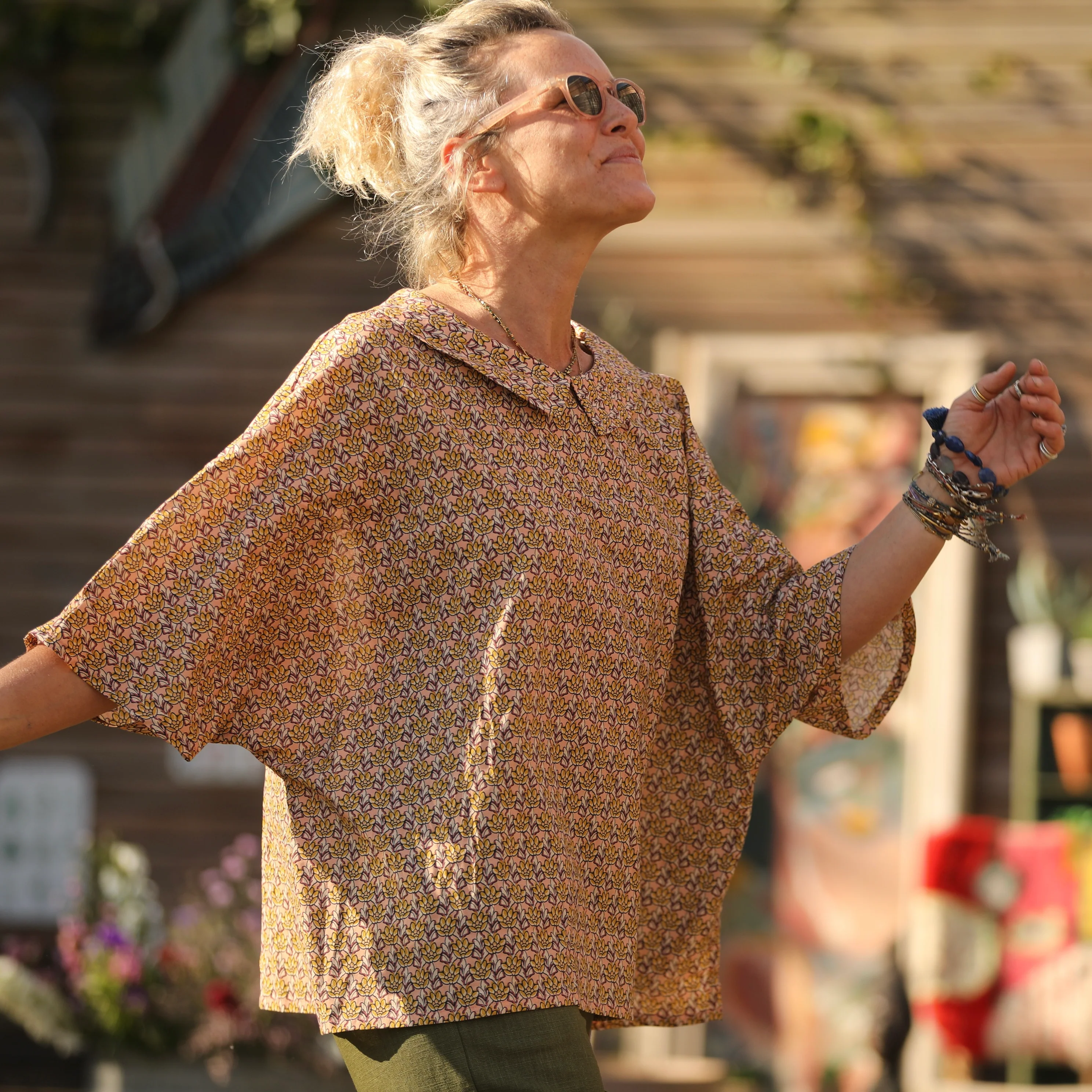 Blouse Myriem - voile de coton fleuri ocré - Image 4