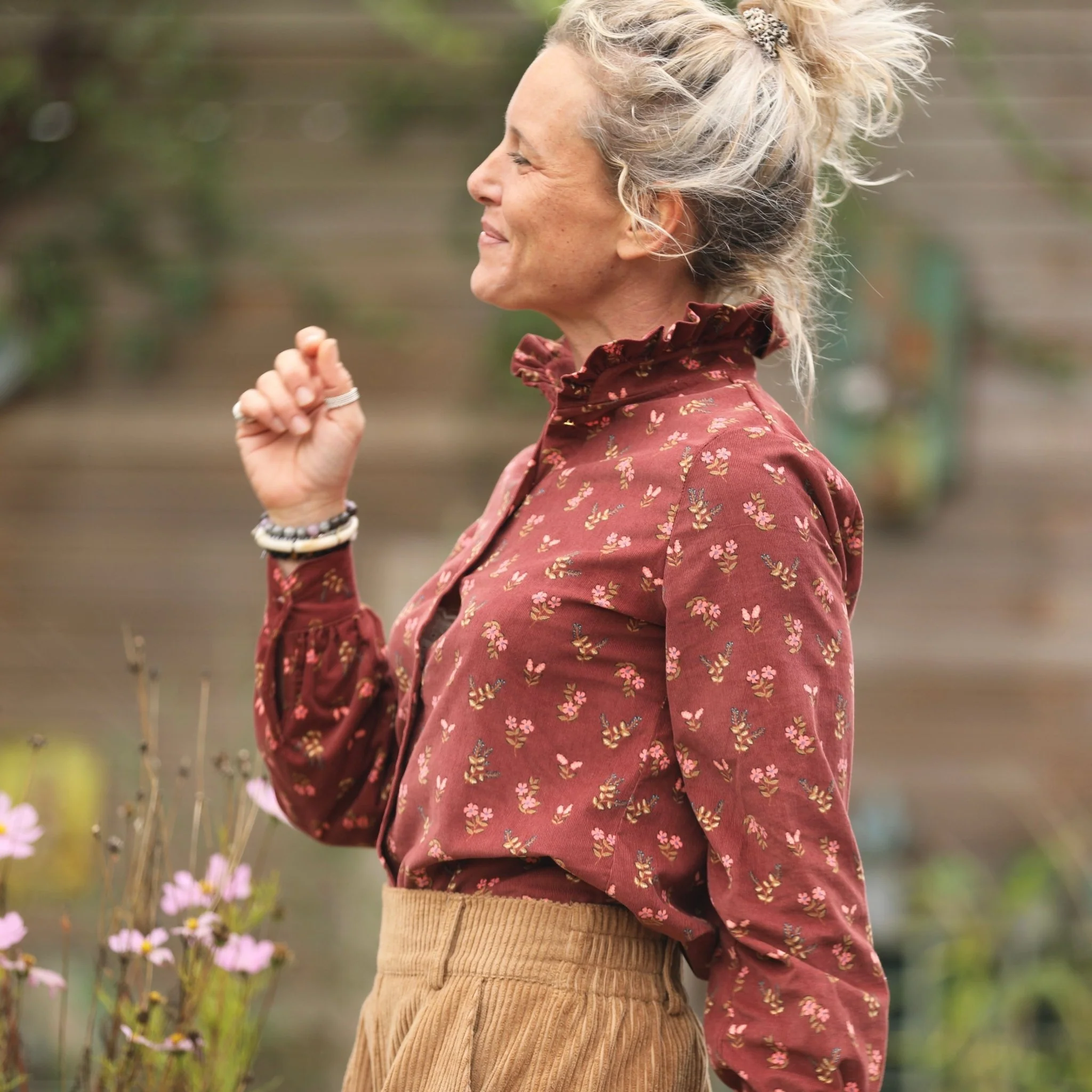 Blouse Marthe -  velours milleraies fleuri automal - Image 8