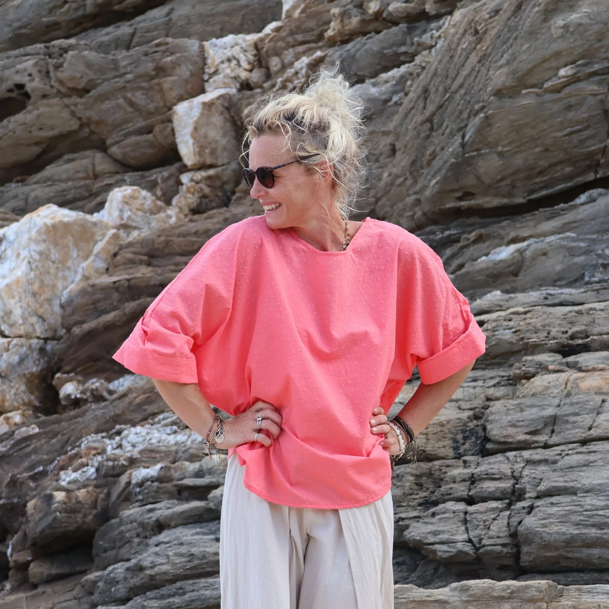 Blouse Nao - coton brodé rose gourmand - Image 5