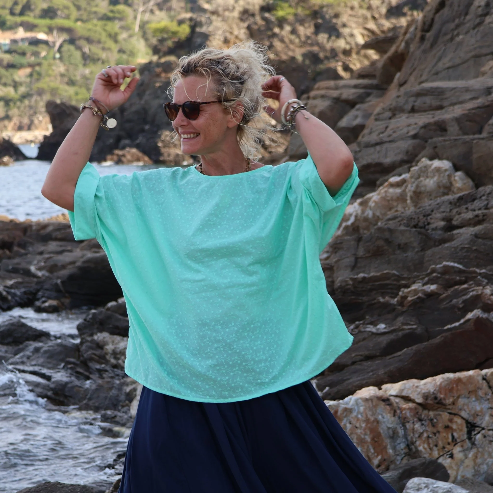 Blouse Nao - coton brodé vert peps - Image 3