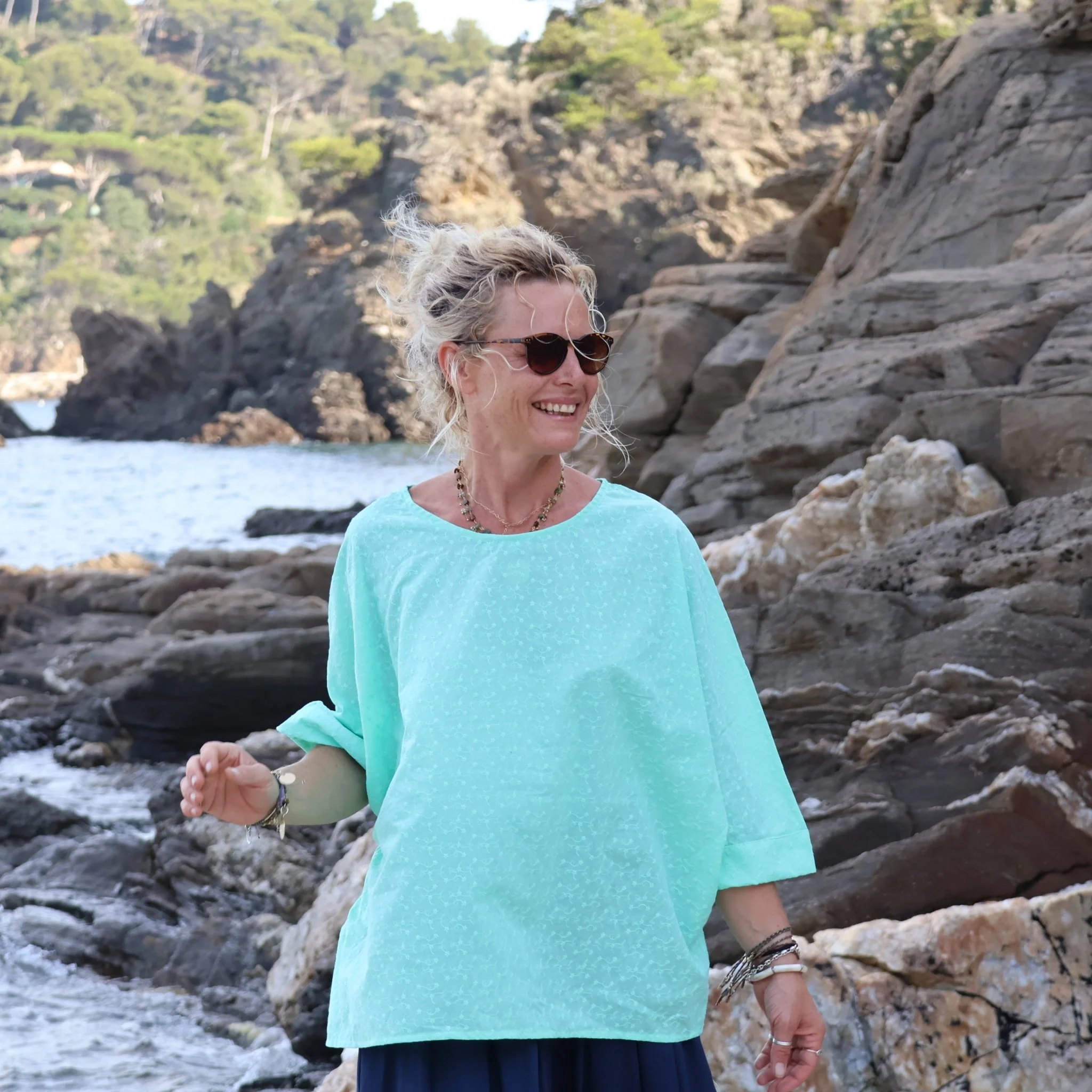 Blouse Nao - coton brodé vert peps - Image 4