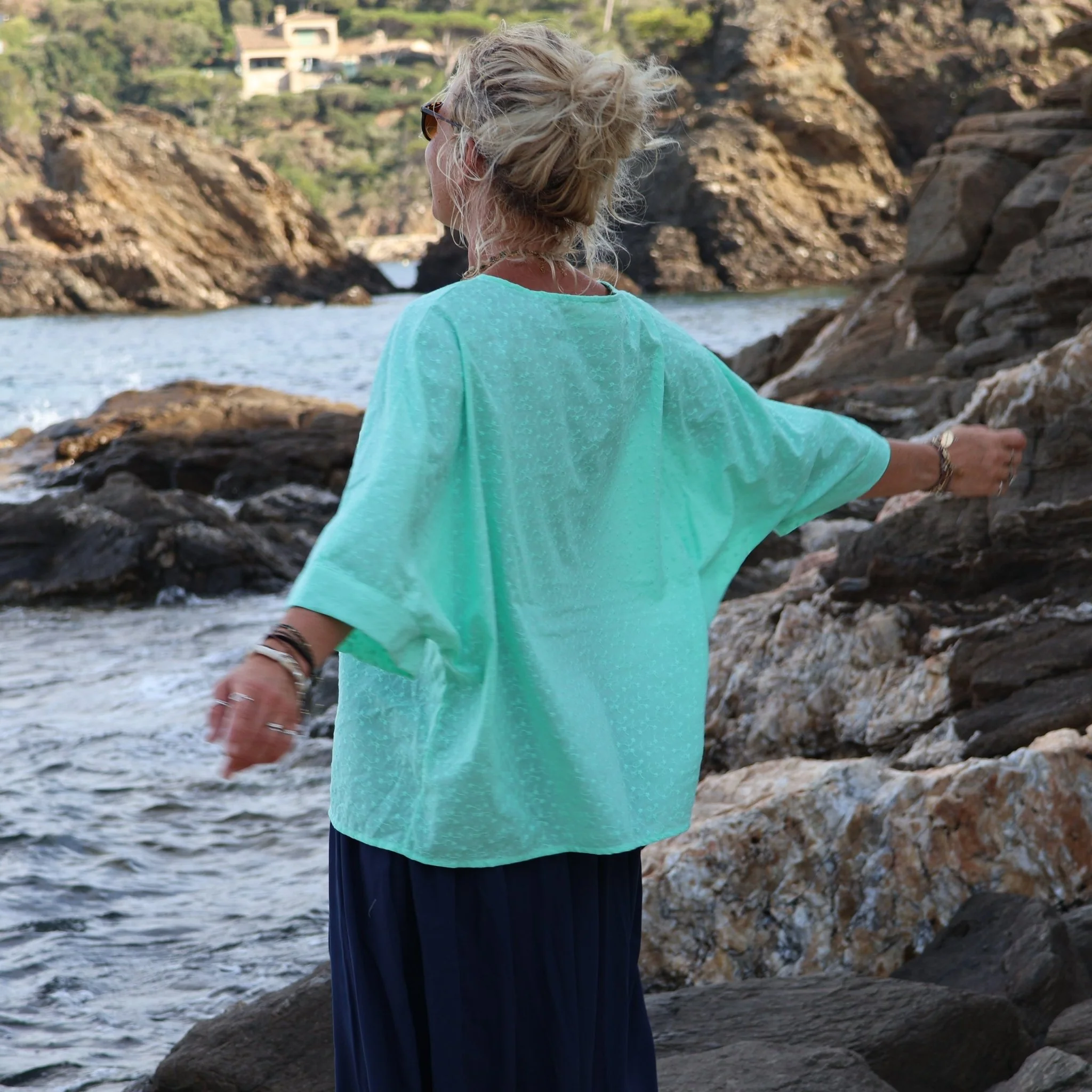 Blouse Nao - coton brodé vert peps - Image 5