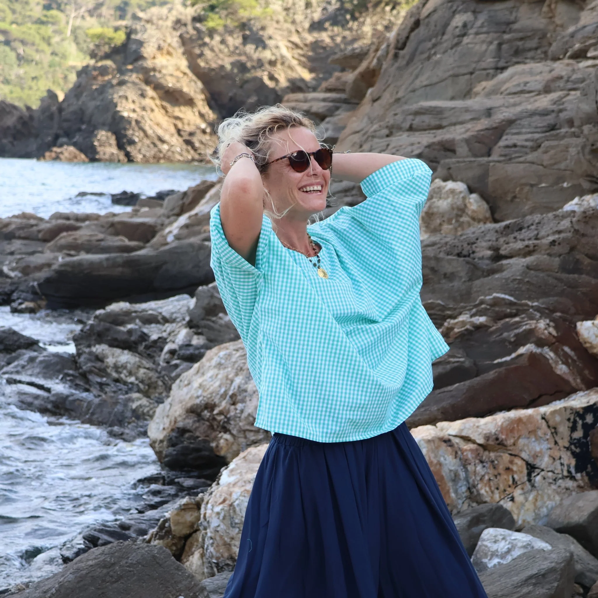 Blouse Nao - coton vichy vert peps - Image 7