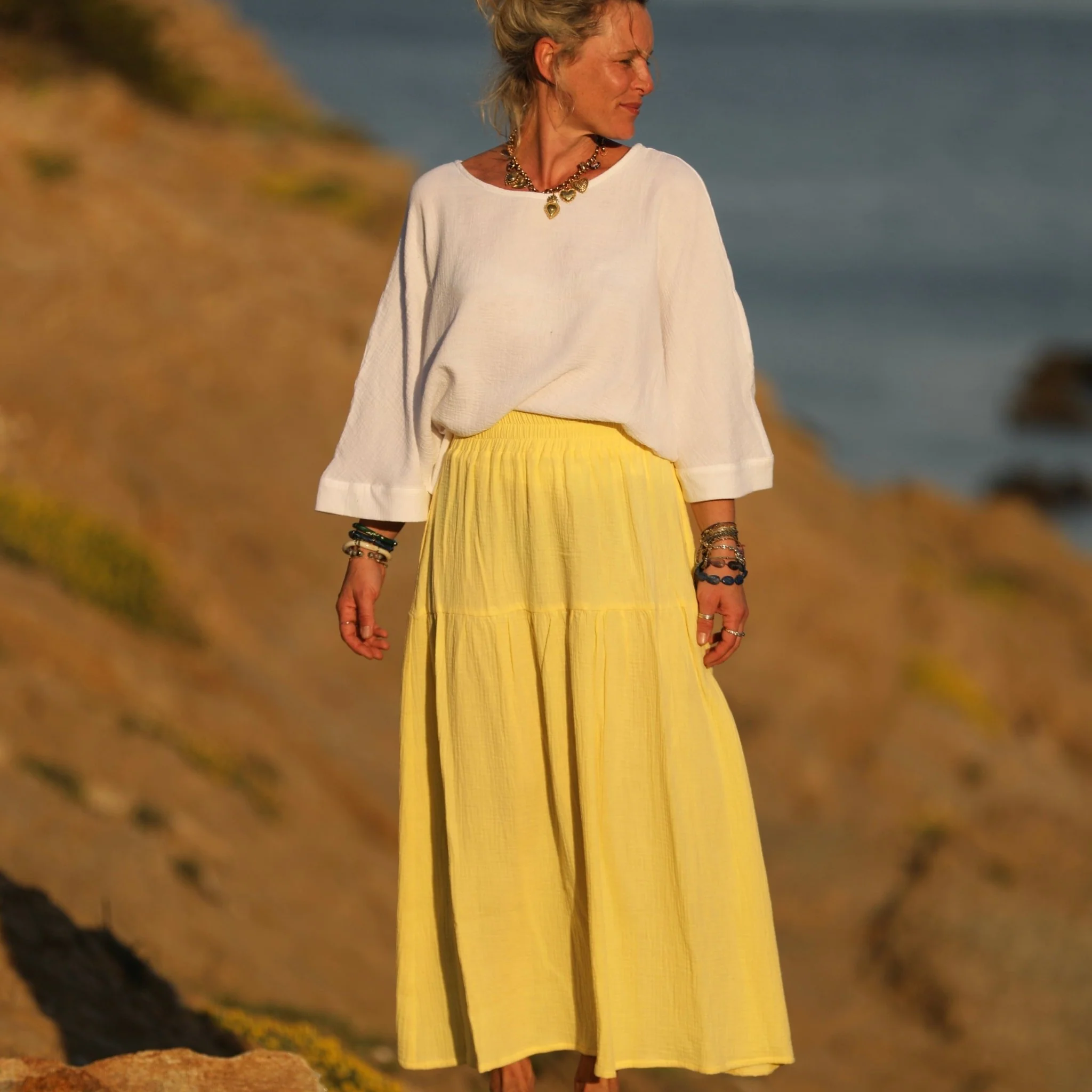 Blouse Nao - double gaze de coton blanche