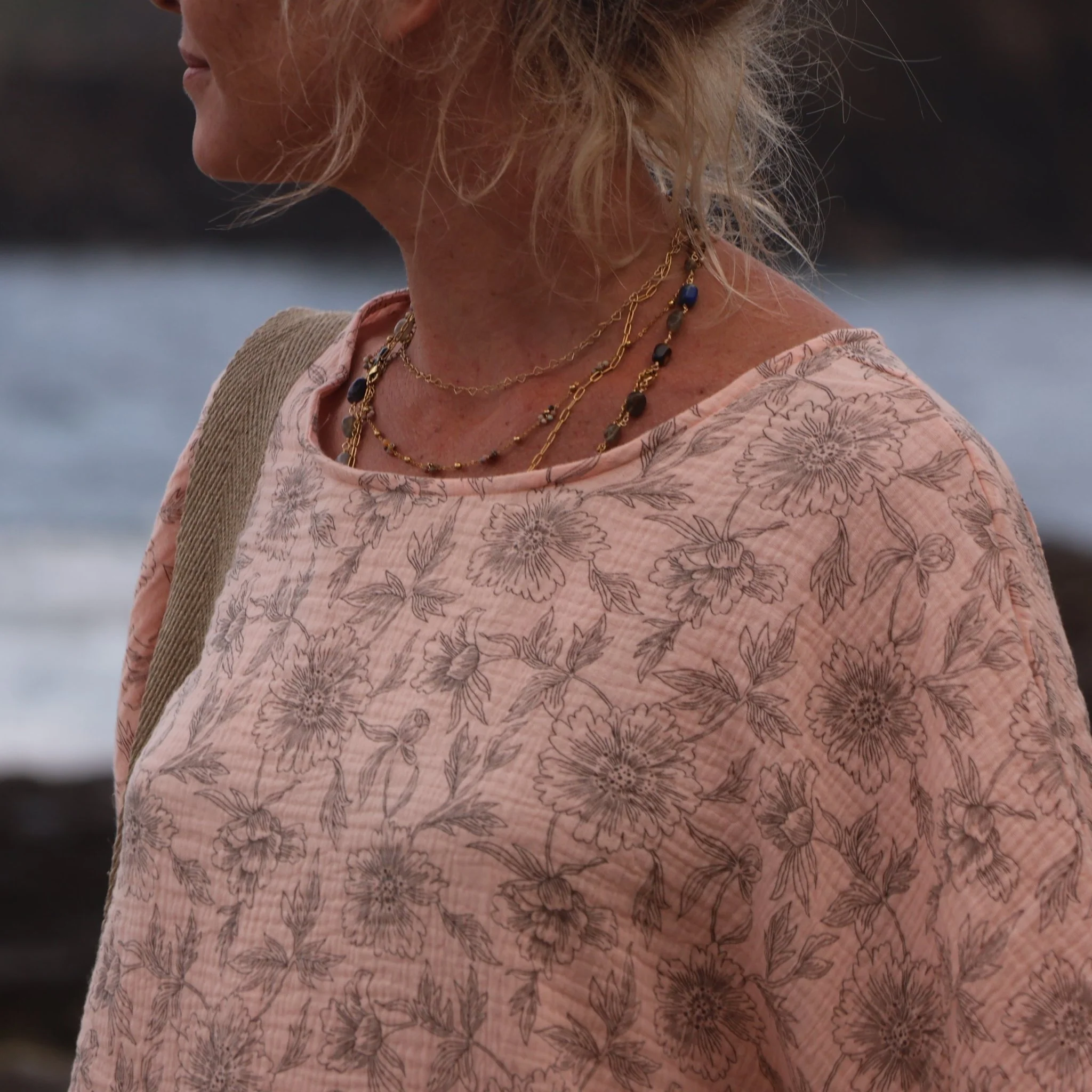 Blouse Nao - double gaze de coton nude fleuri - Image 3