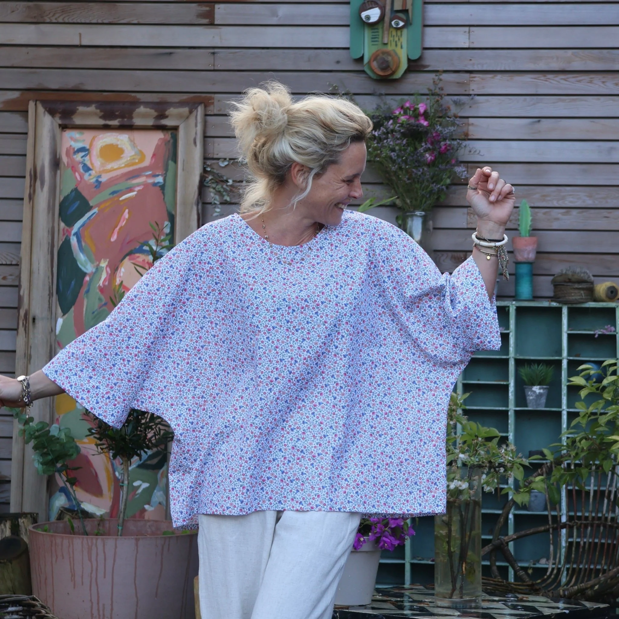Blouse Nao en coton imprimé crocus - Image 3