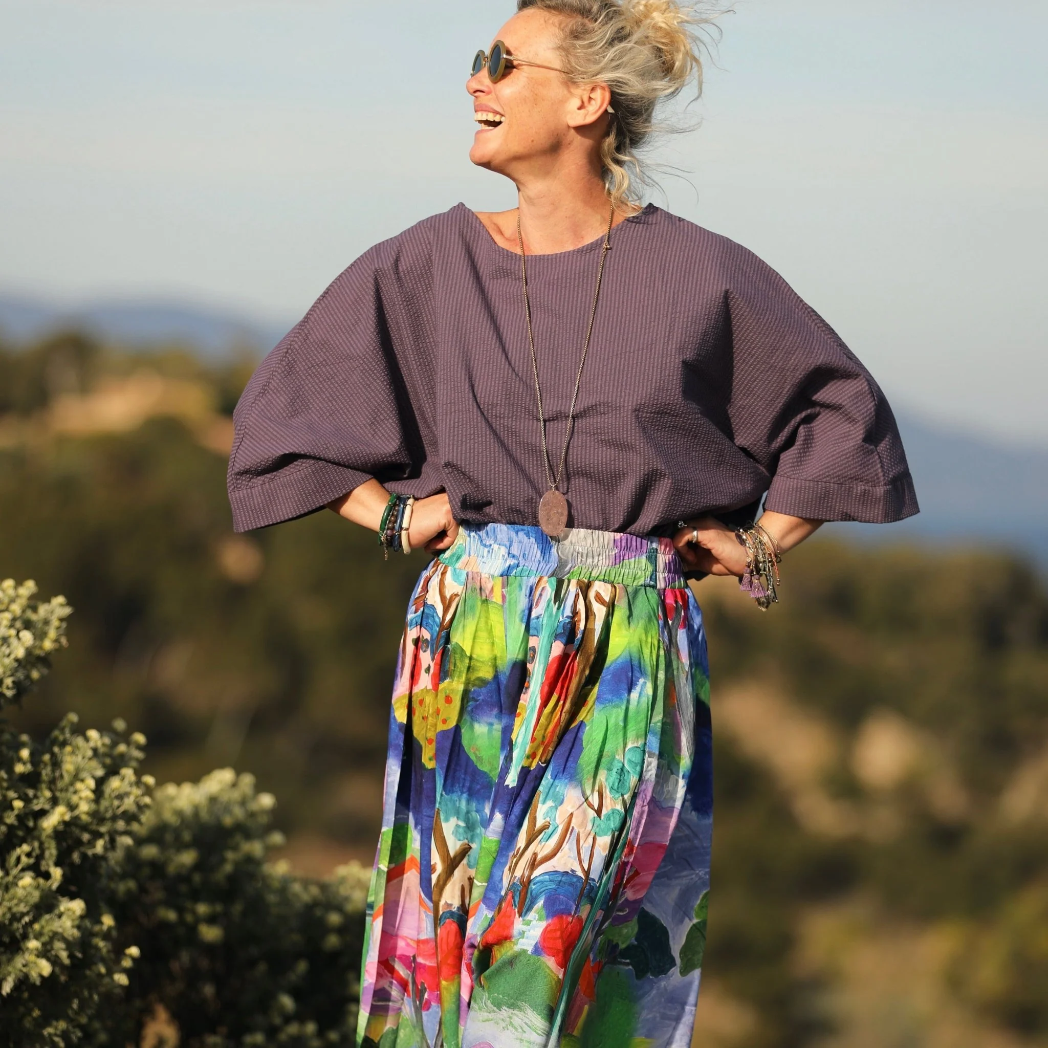 Blouse Nao - seersucker de coton prune - Image 3
