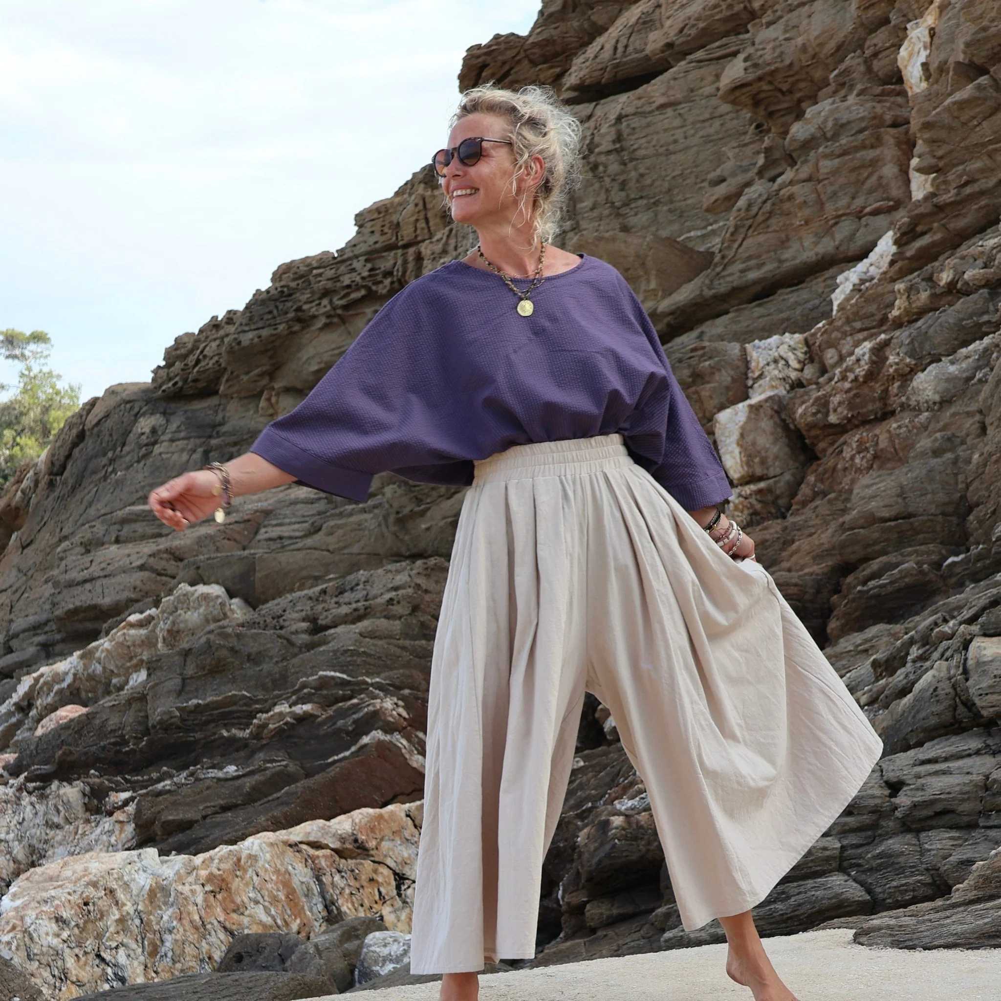 Blouse Nao - seersucker de coton prune - Image 6
