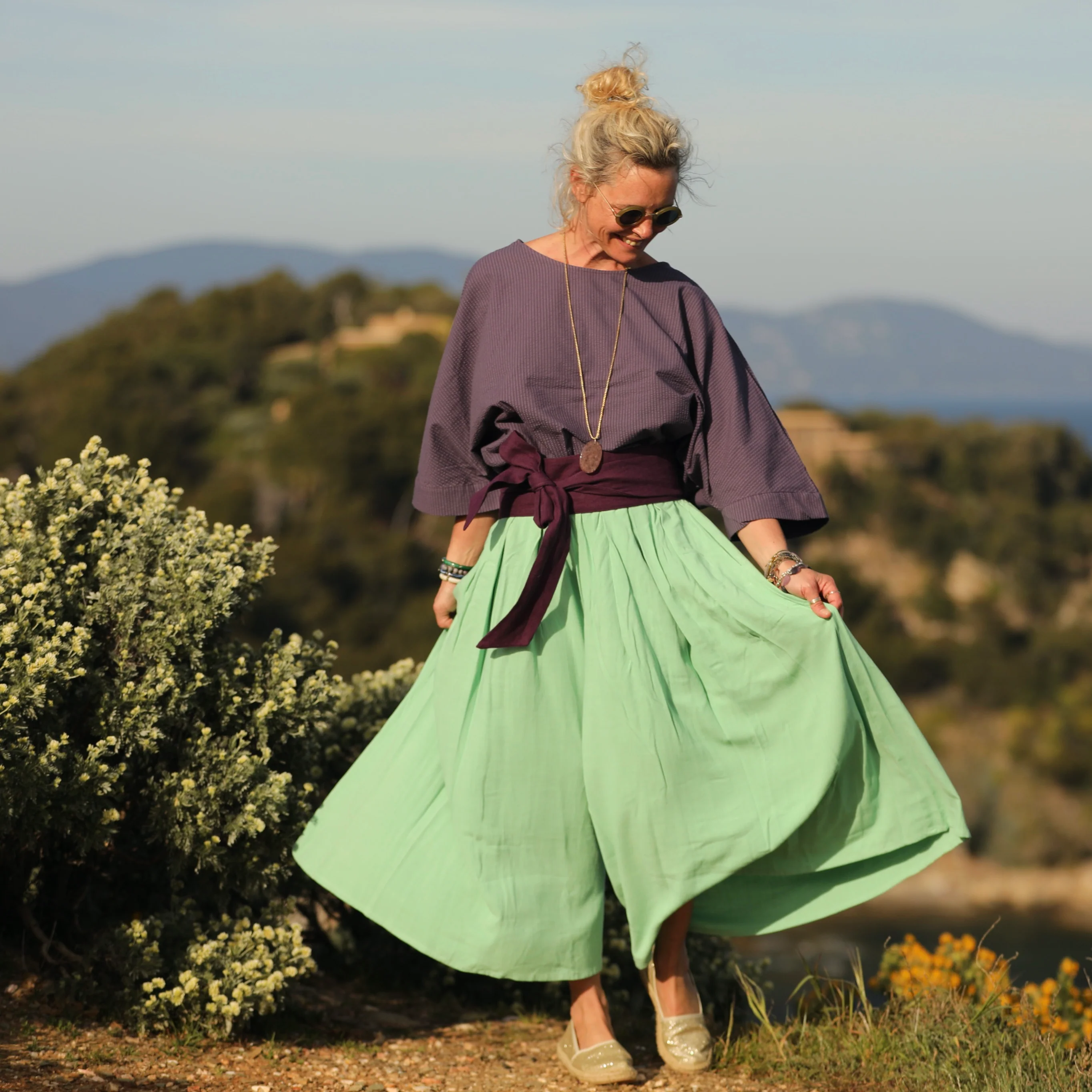 Blouse Nao - seersucker de coton prune - Image 7