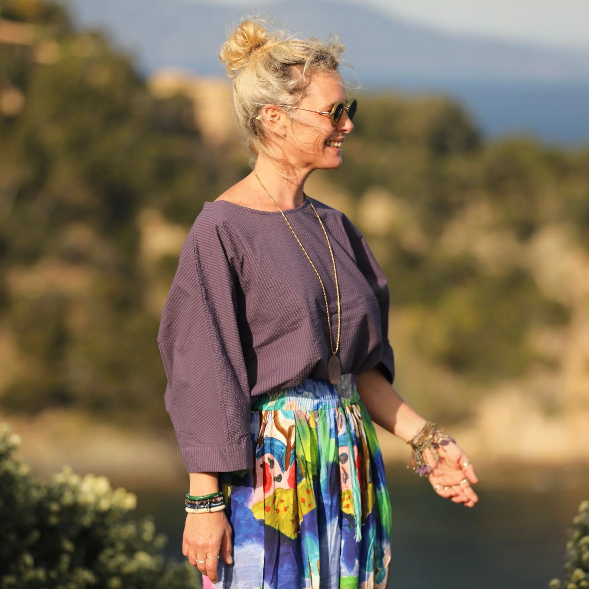 Blouse Nao - seersucker de coton prune - Image 8