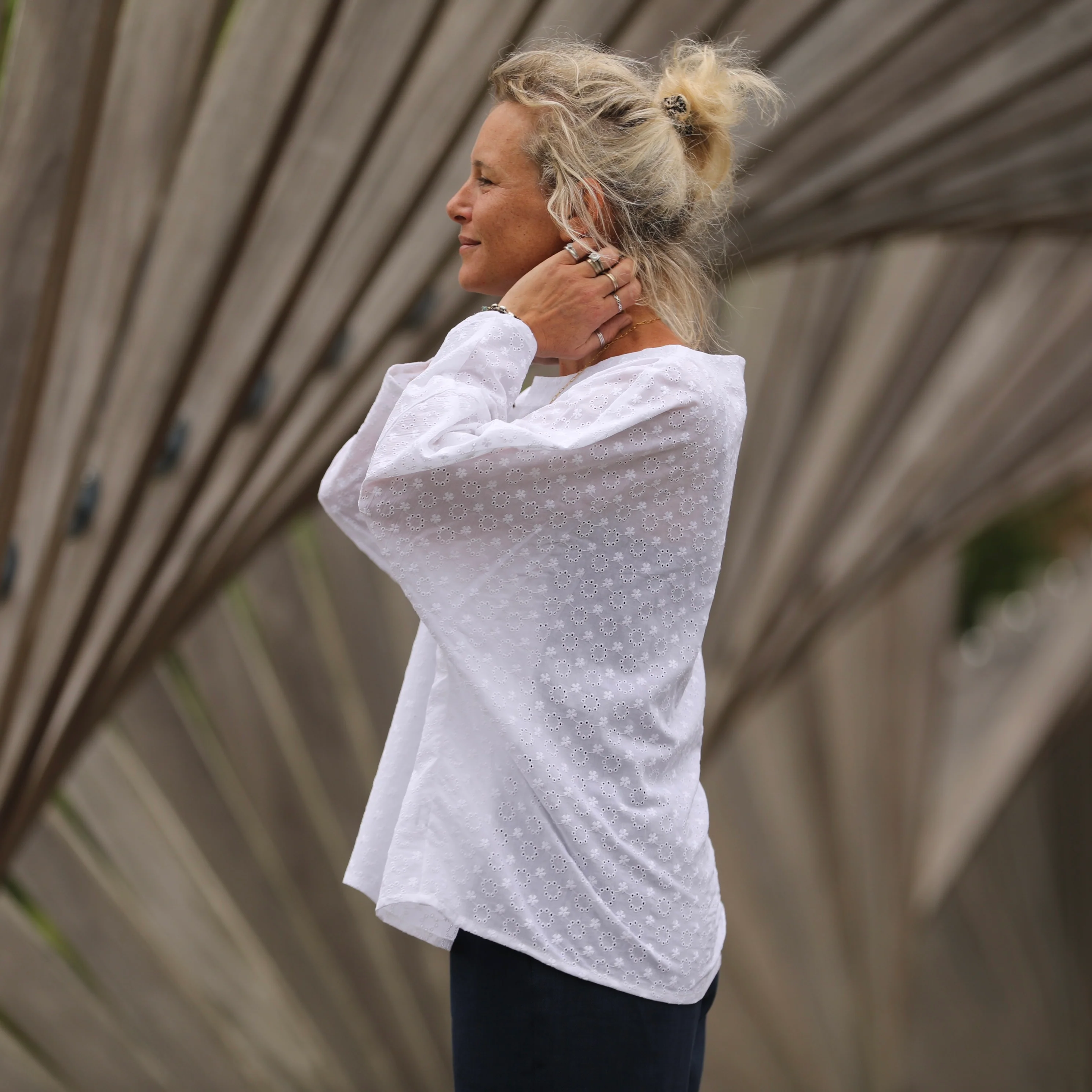 Blouse Naomie - broderie fleurie blanche - Image 4