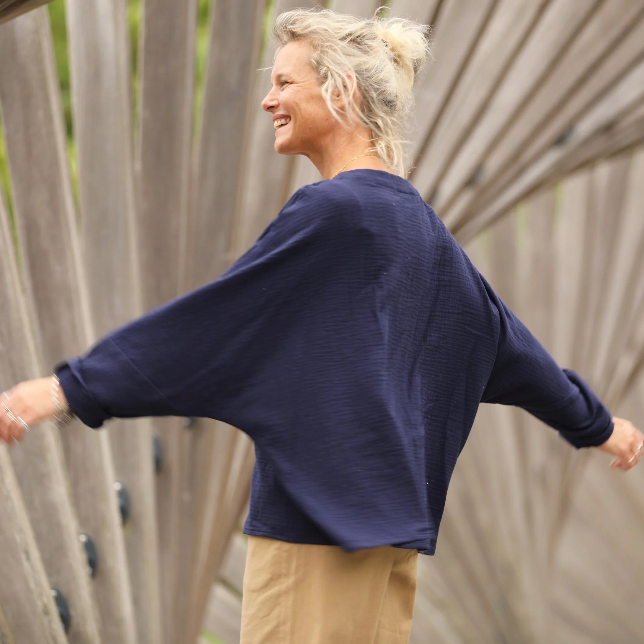 Blouse Naomie - double gaze de coton bleu nuit - Image 2