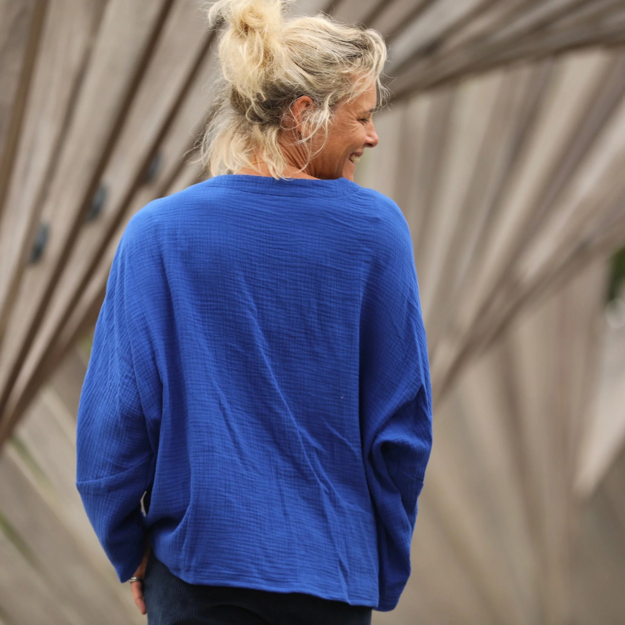 Blouse Naomie - double gaze de coton bleu majorelle - Image 3