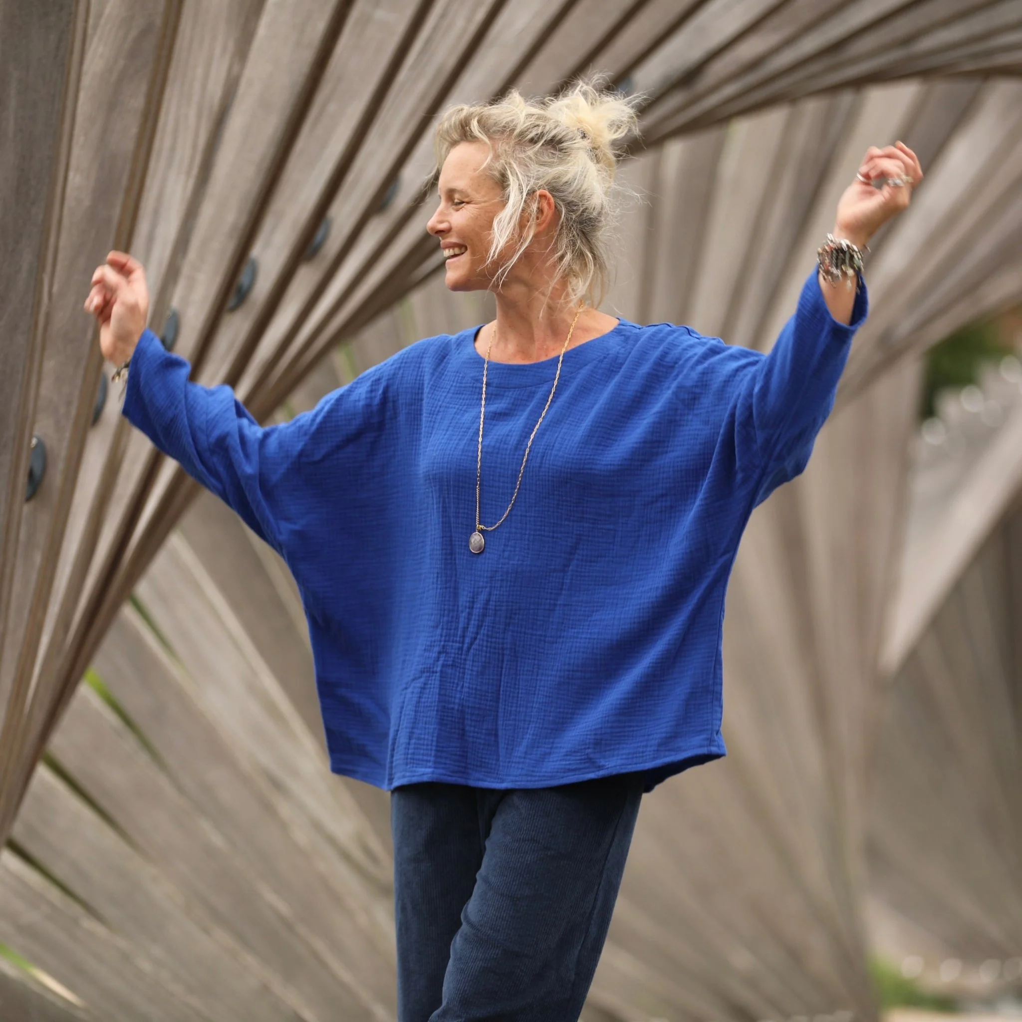 Blouse Naomie - double gaze de coton bleu majorelle - Image 4