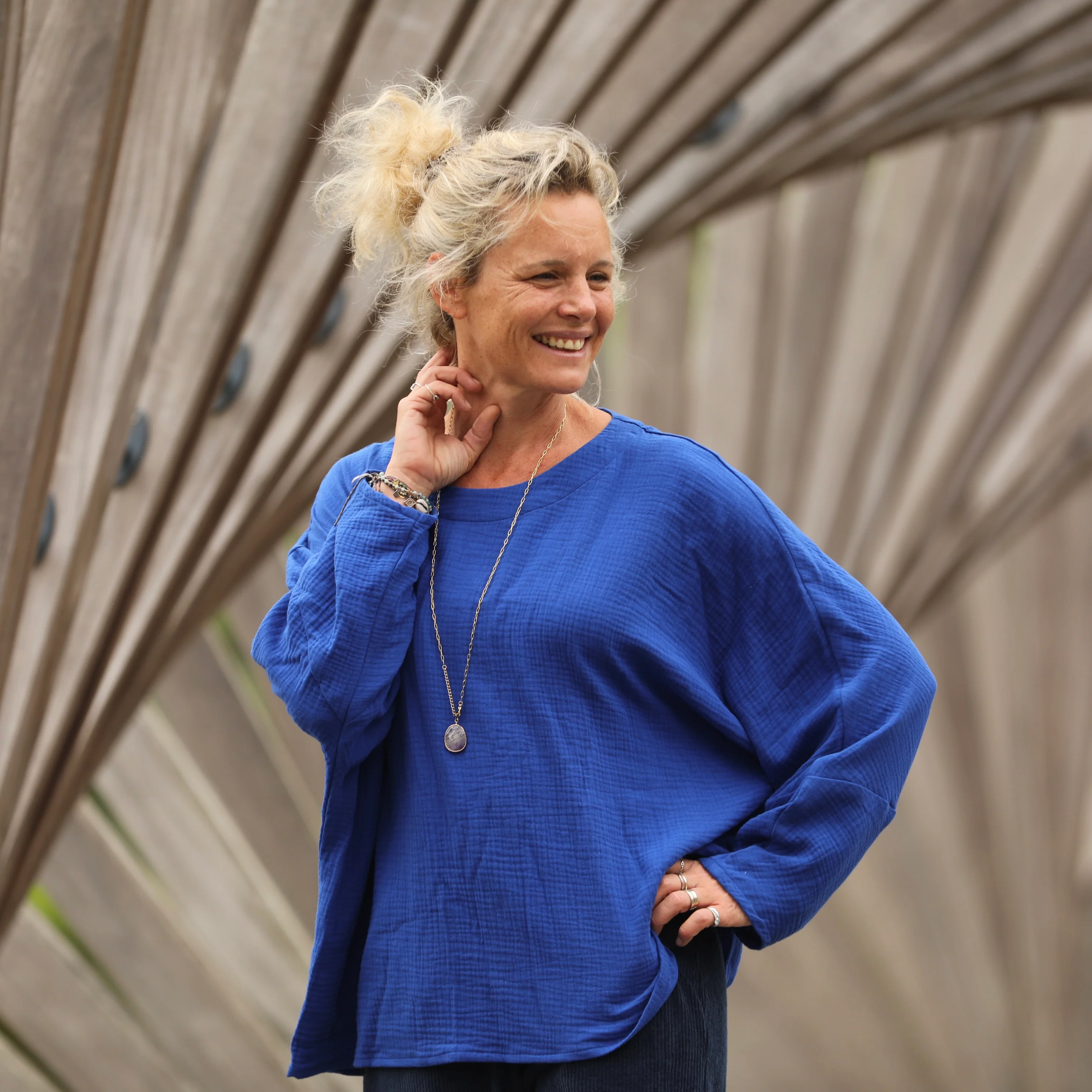 Blouse Naomie - double gaze de coton bleu majorelle - Image 9