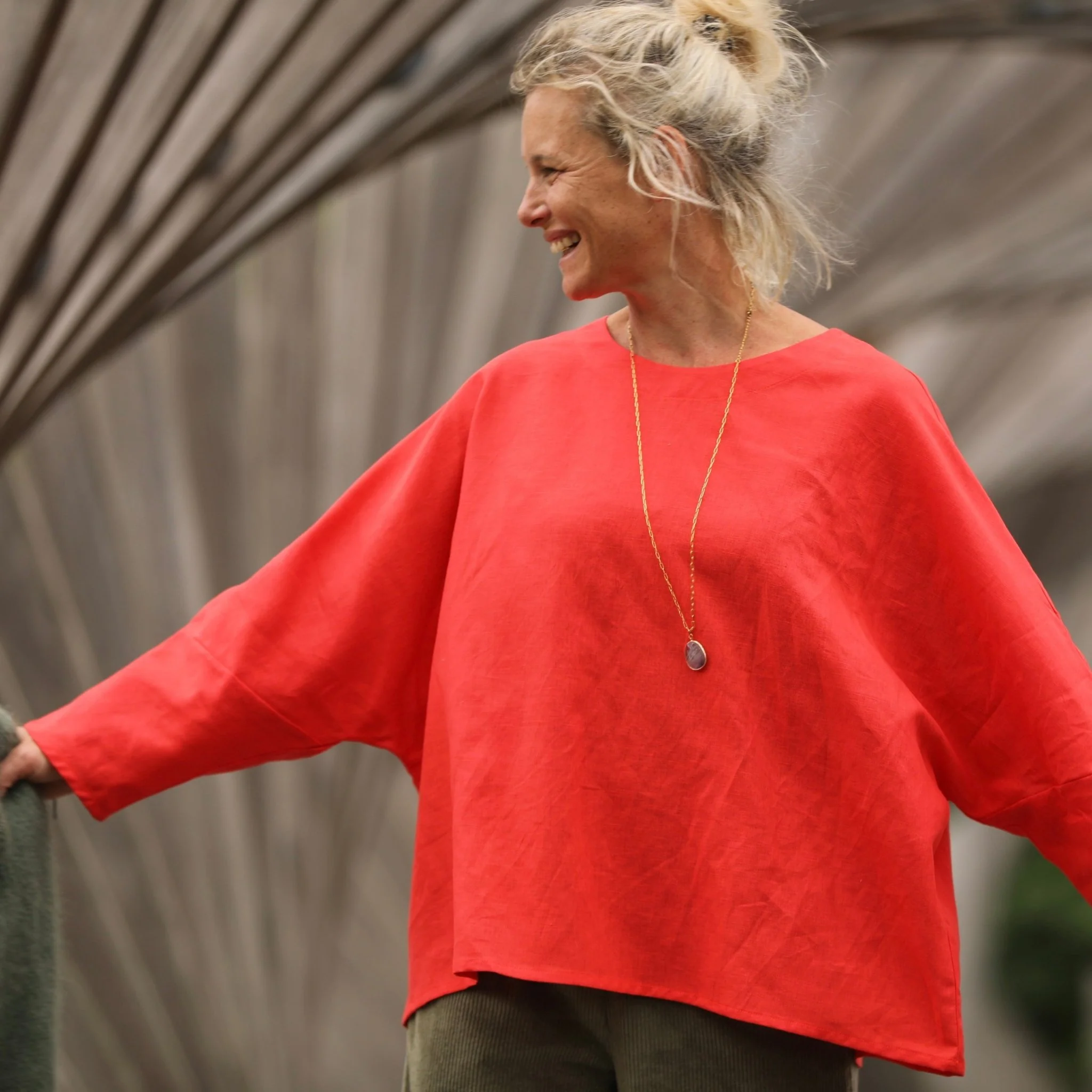 Blouse Naomie - lin/coton orange tangerine - Image 5