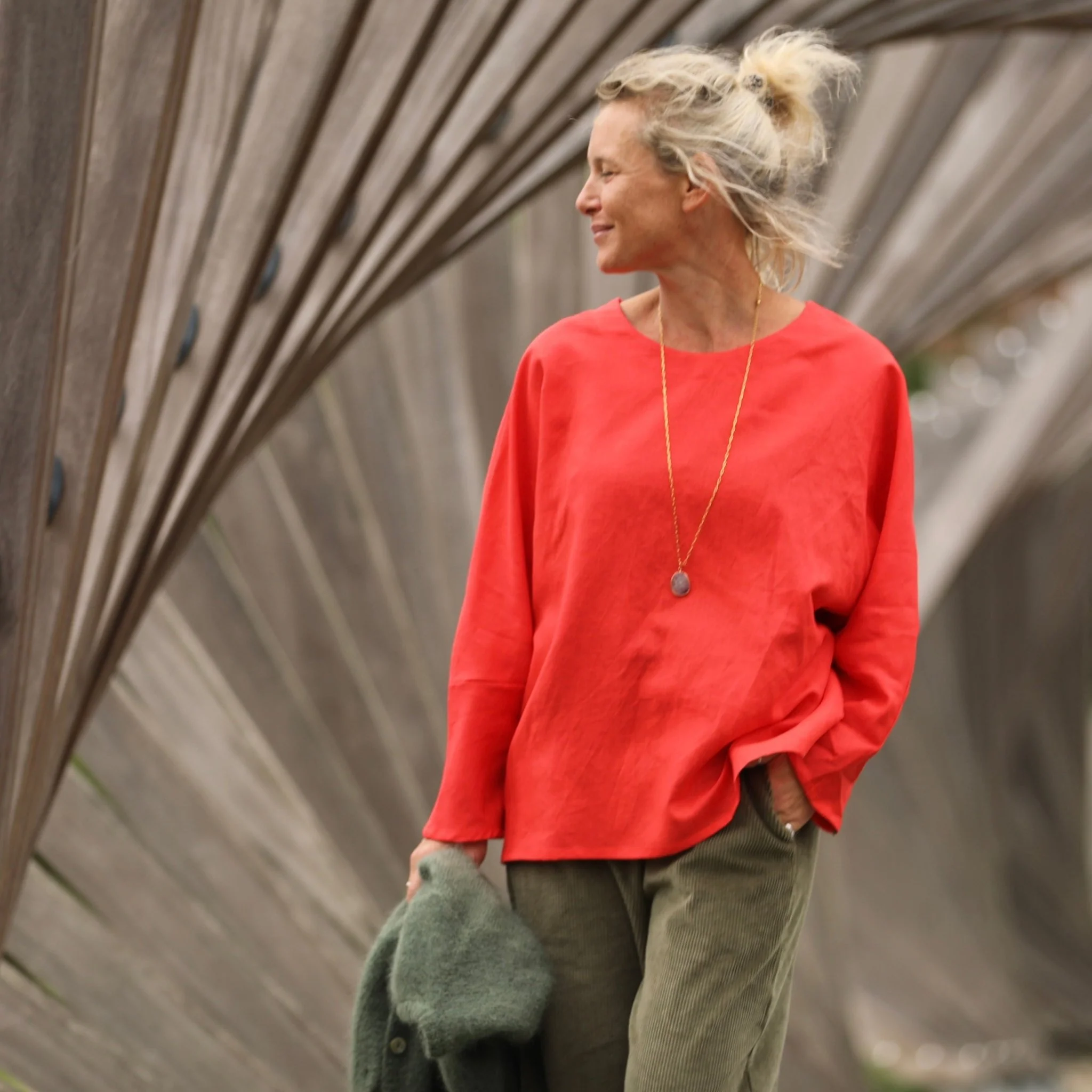 Blouse Naomie - lin/coton orange tangerine - Image 8