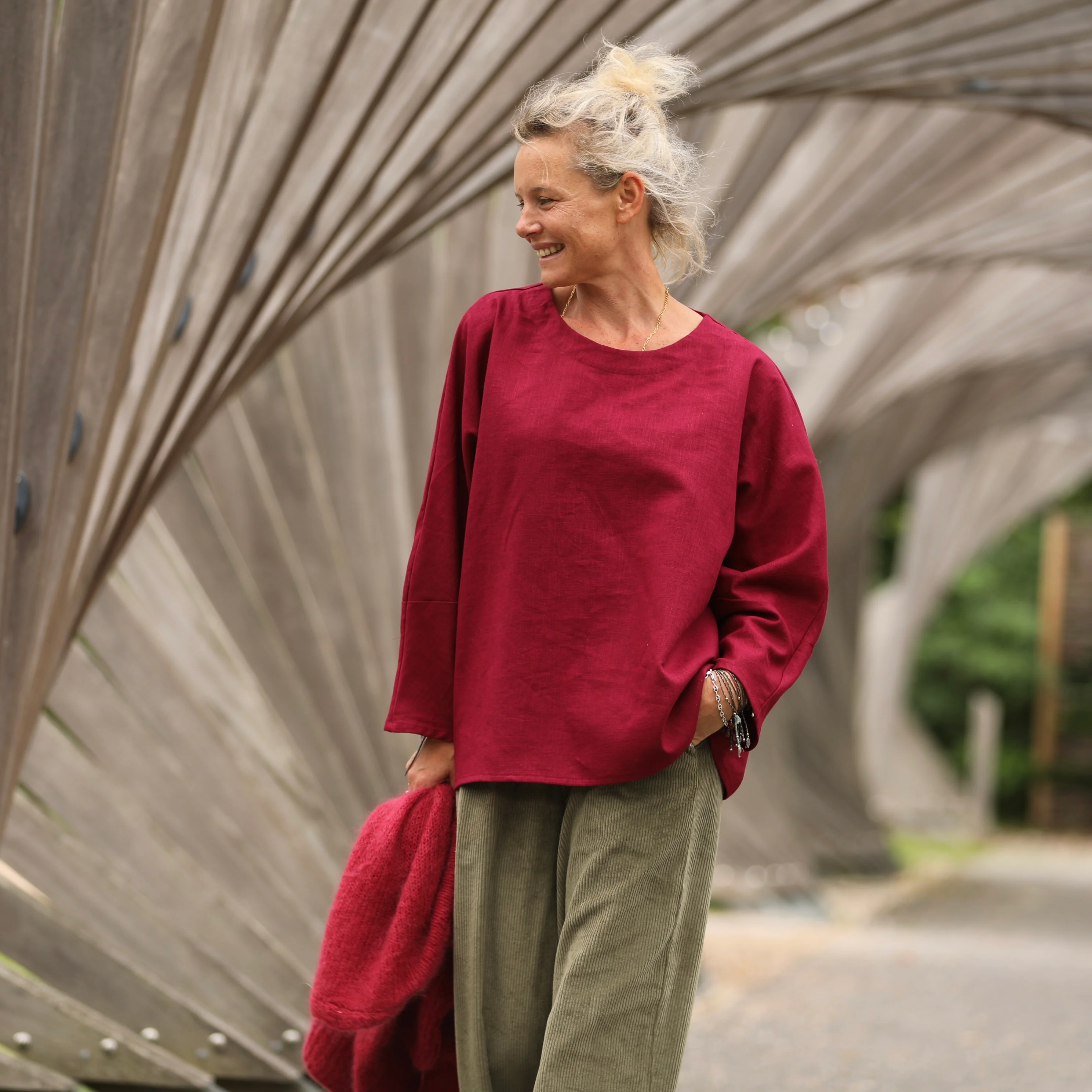 Blouse Naomie - lin grenat - Image 8
