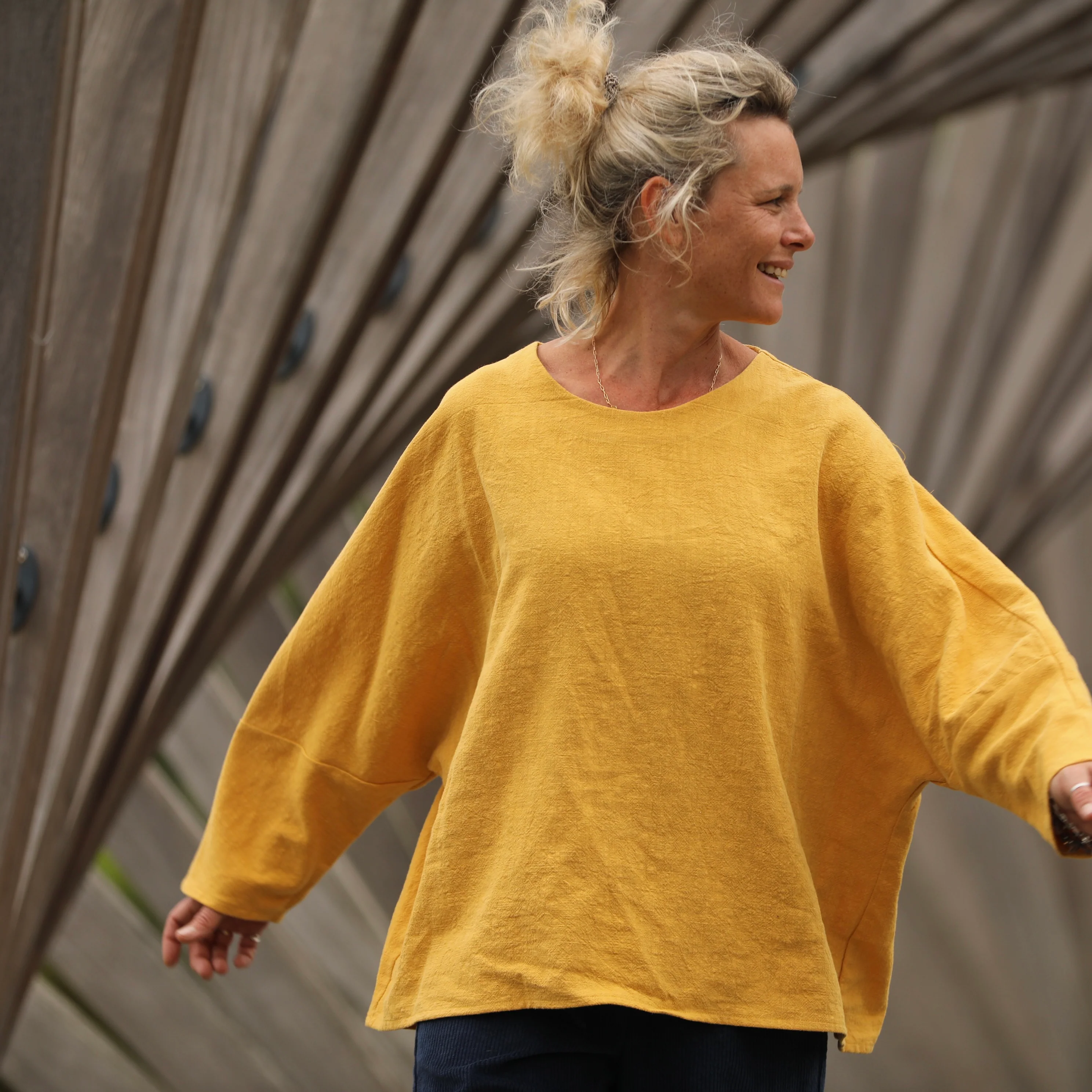 Blouse Naomie - lin stone wash jaune ocre - Image 2