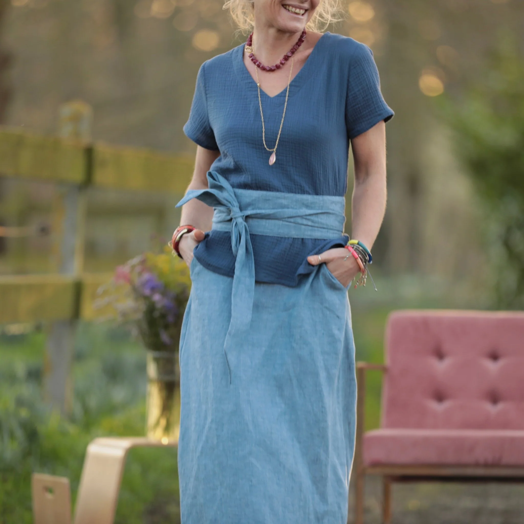Blouse Nila - Double gaze de coton indigo - Image 10