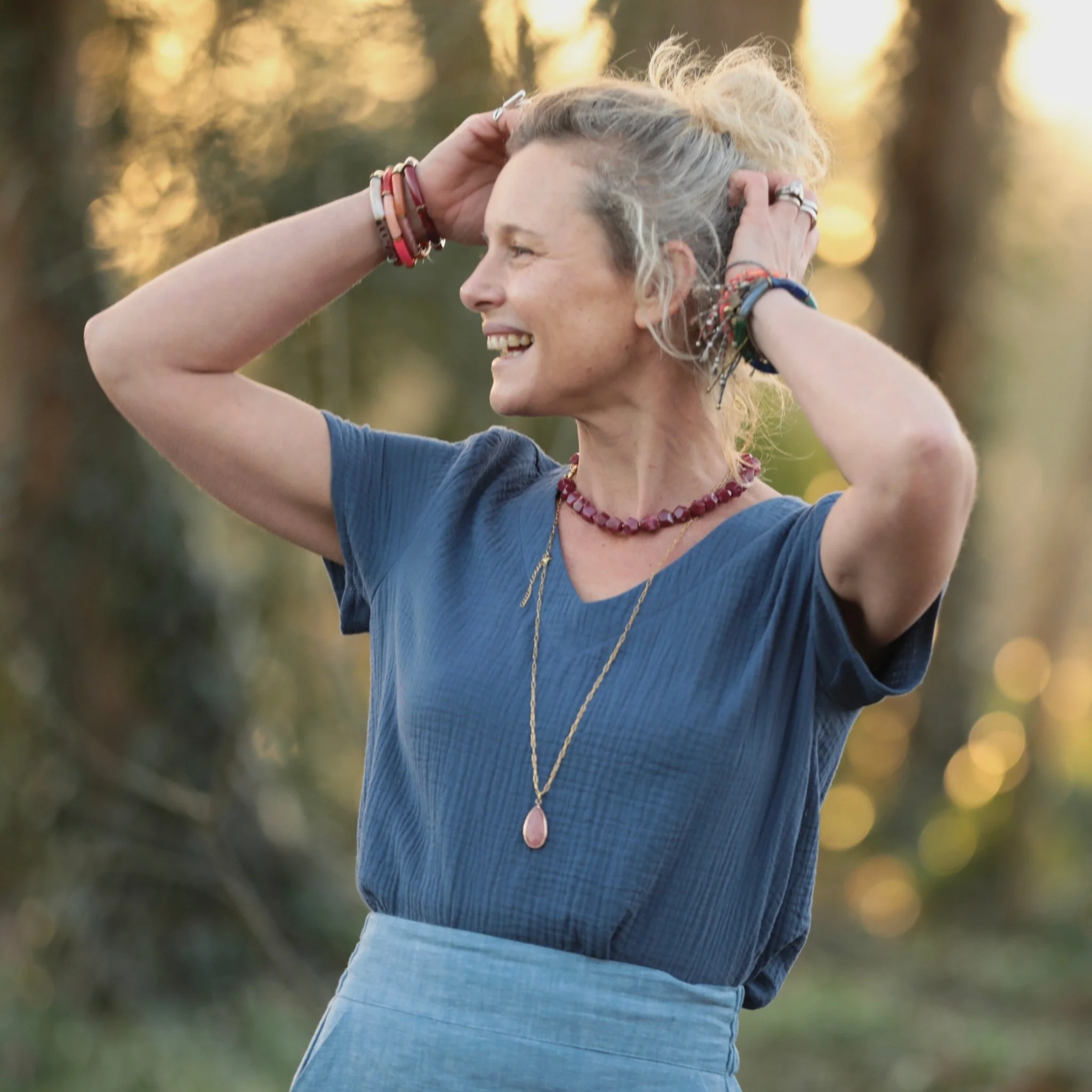 Blouse Nila - Double gaze de coton indigo - Image 11