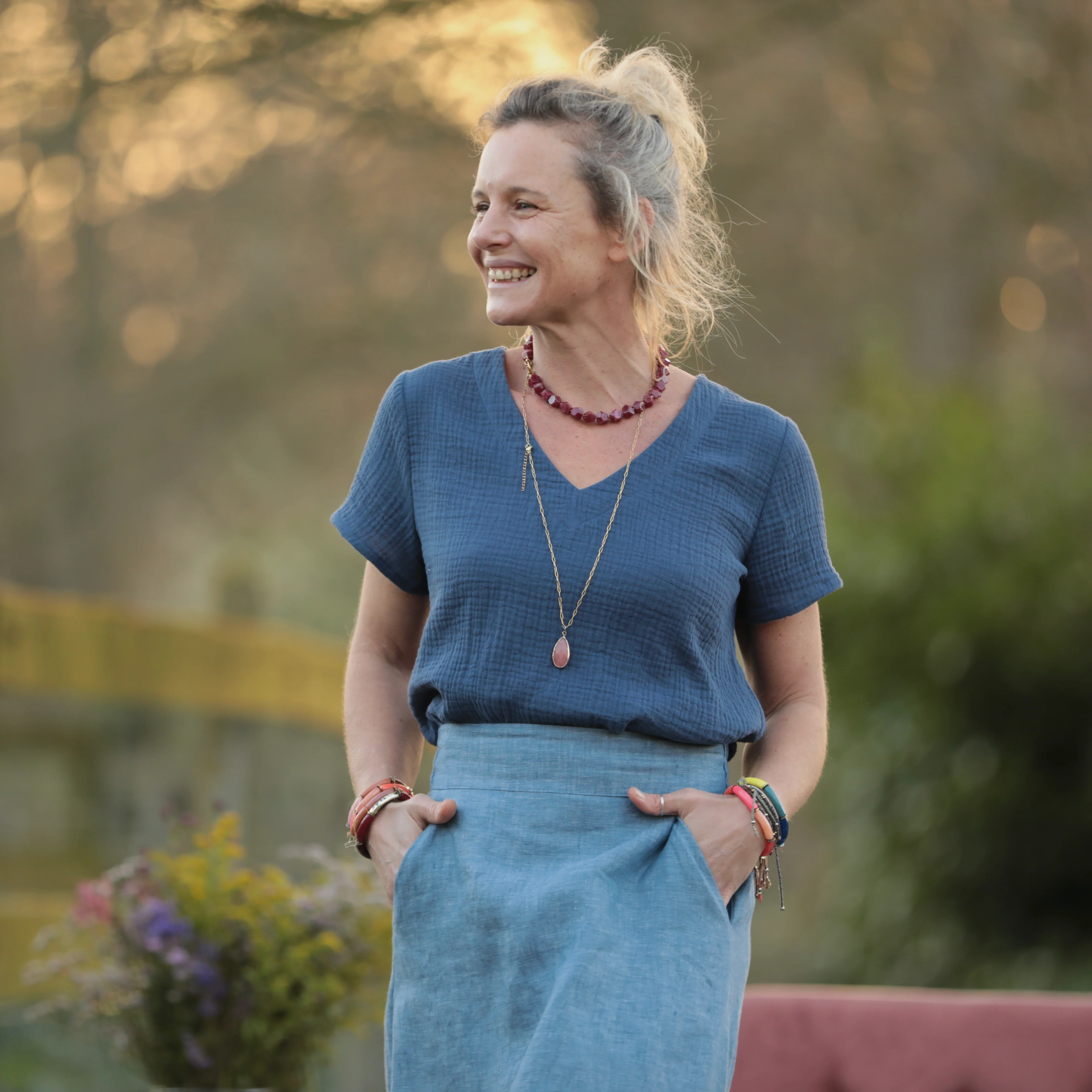 Blouse Nila - Double gaze de coton indigo - Image 5