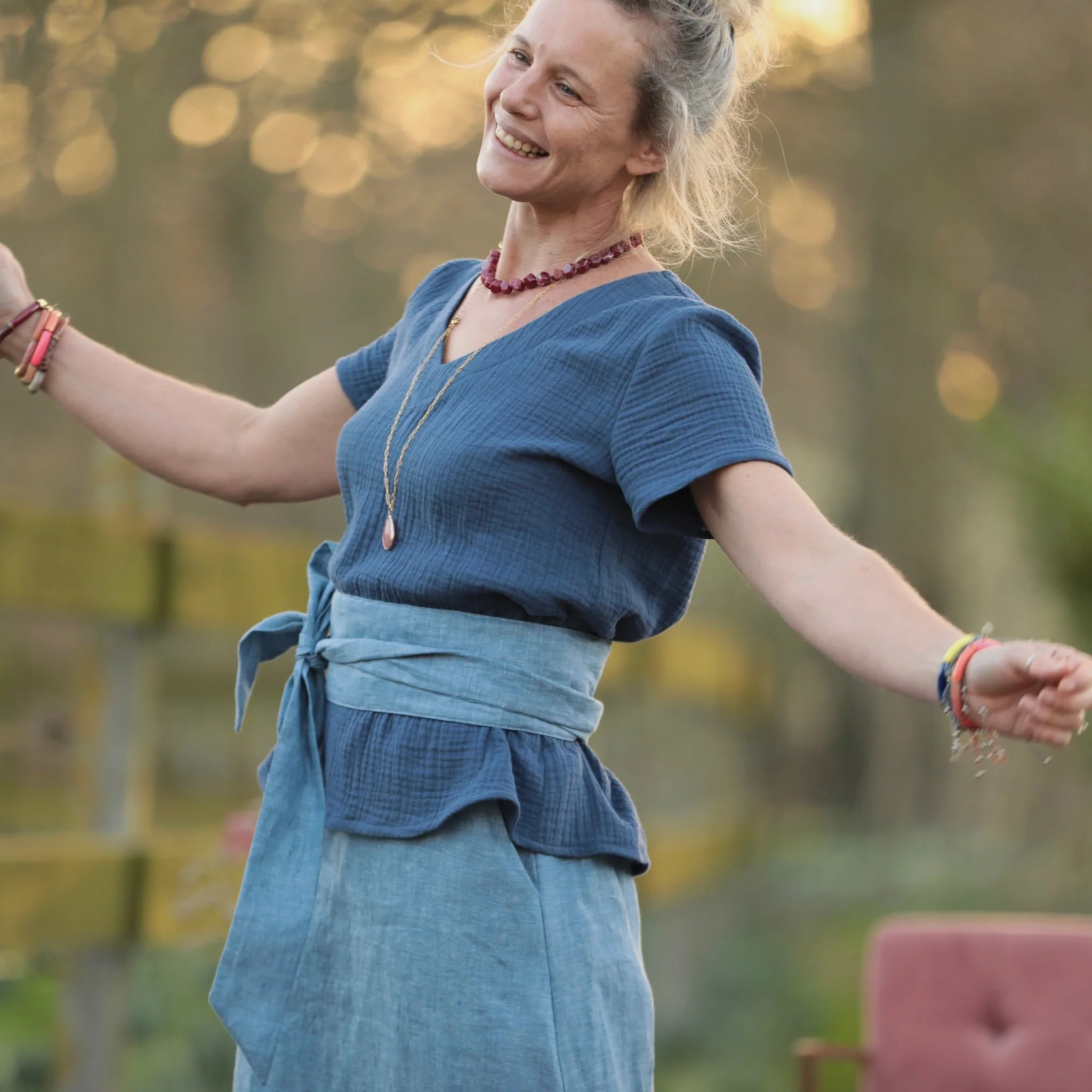 Blouse Nila - Double gaze de coton indigo - Image 6