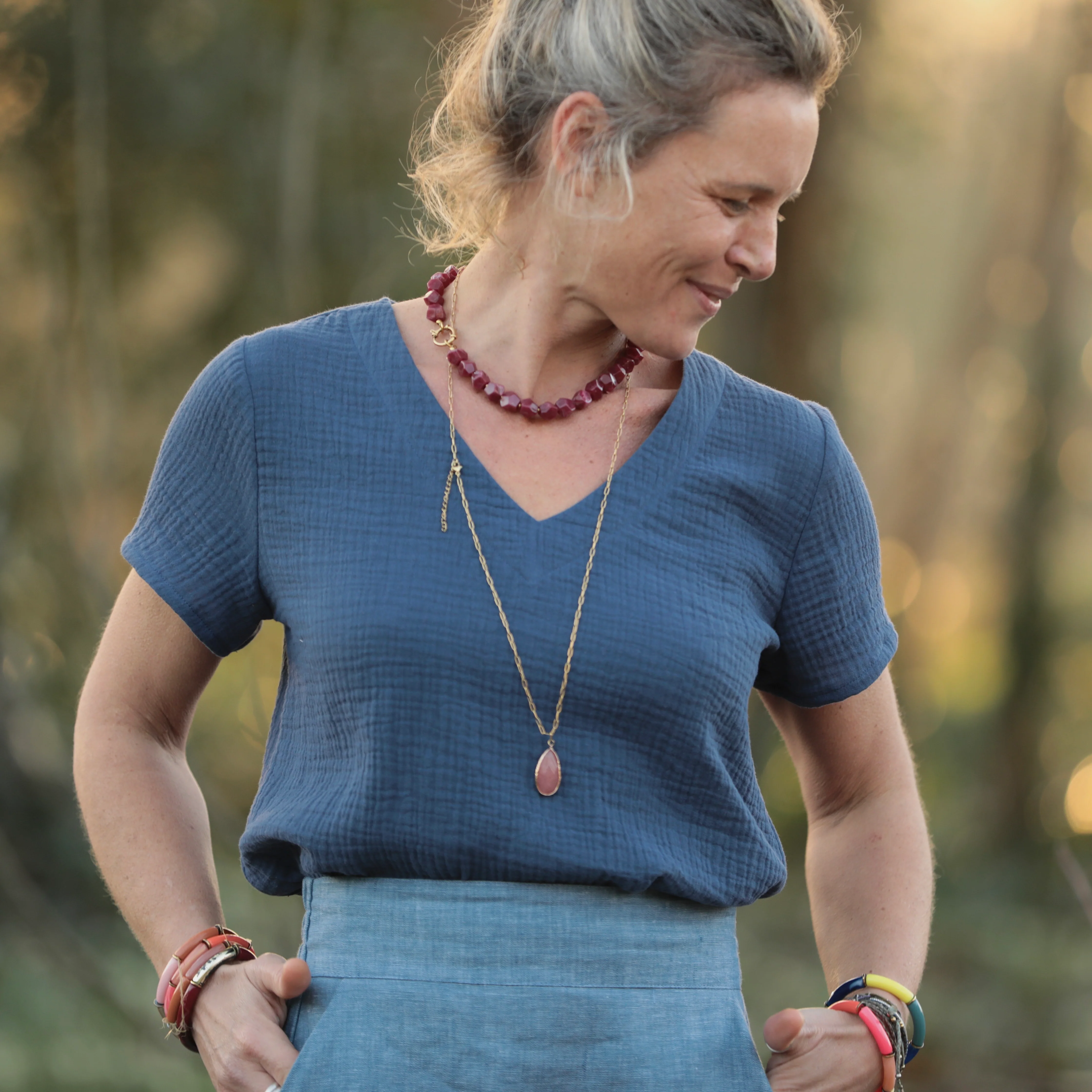 Blouse Nila - Double gaze de coton indigo - Image 7