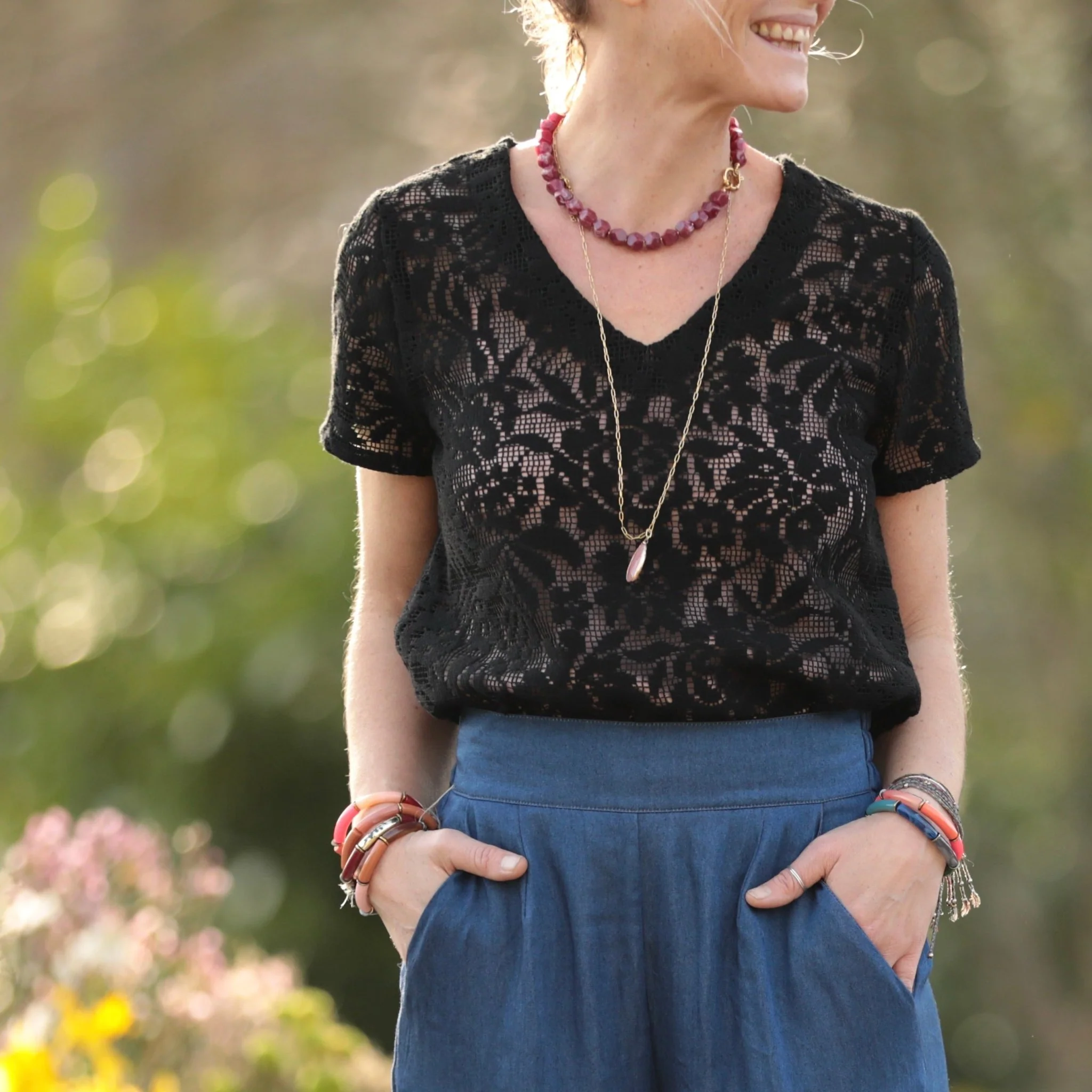 Blouse Nila - Structure graphique noire - Image 2