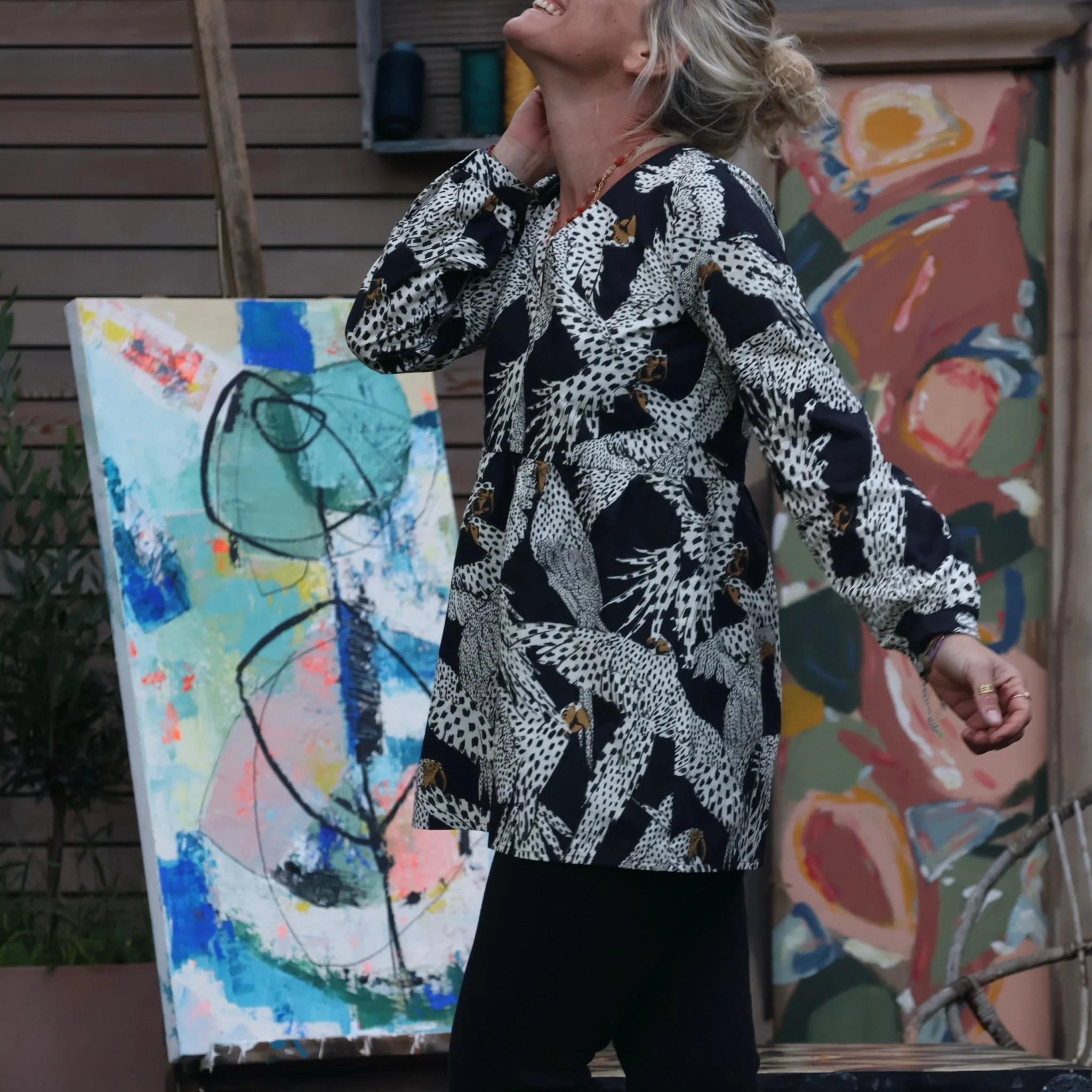 Blouse Noéline - popeline de coton oiseaux