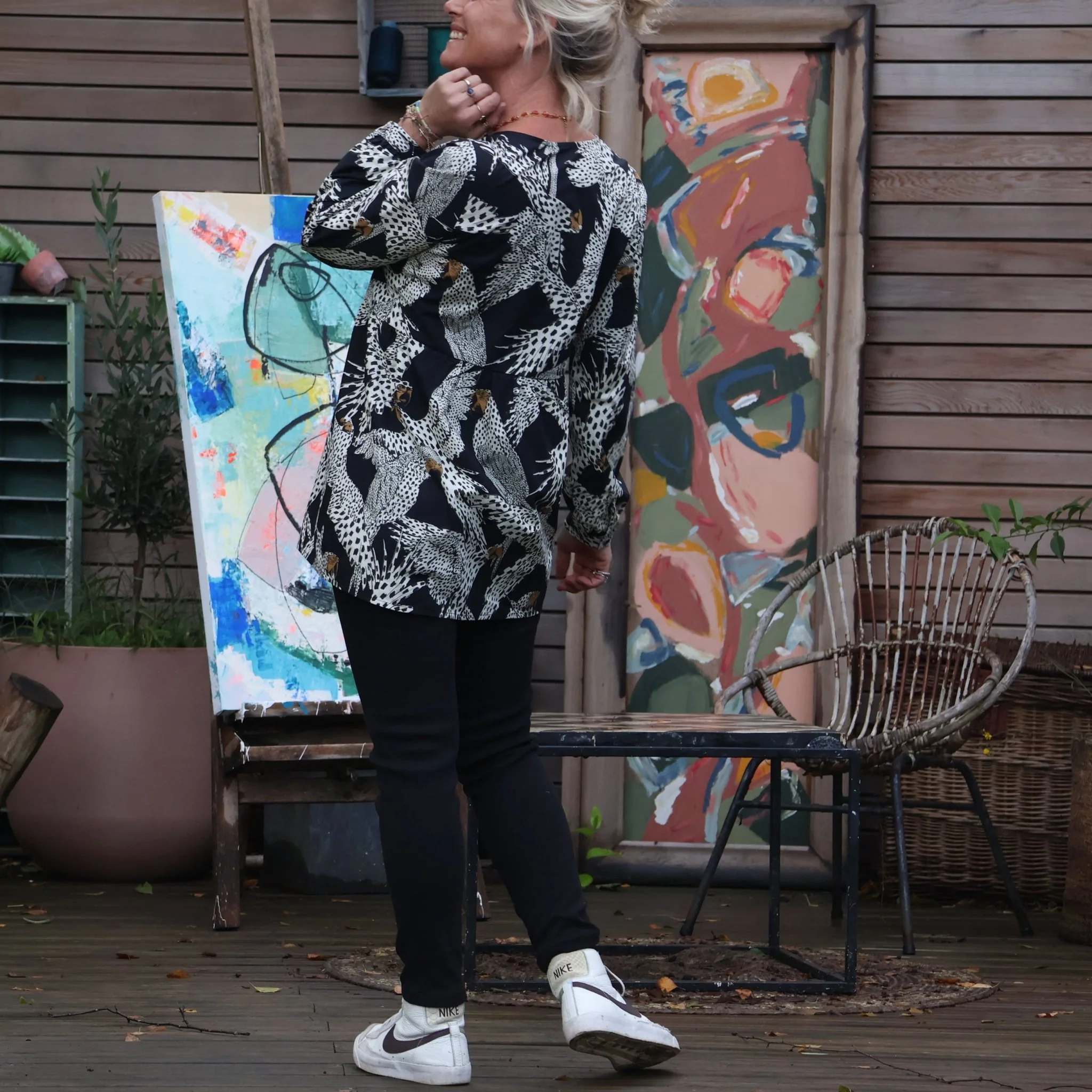 Blouse Noéline - popeline de coton oiseaux - Image 3