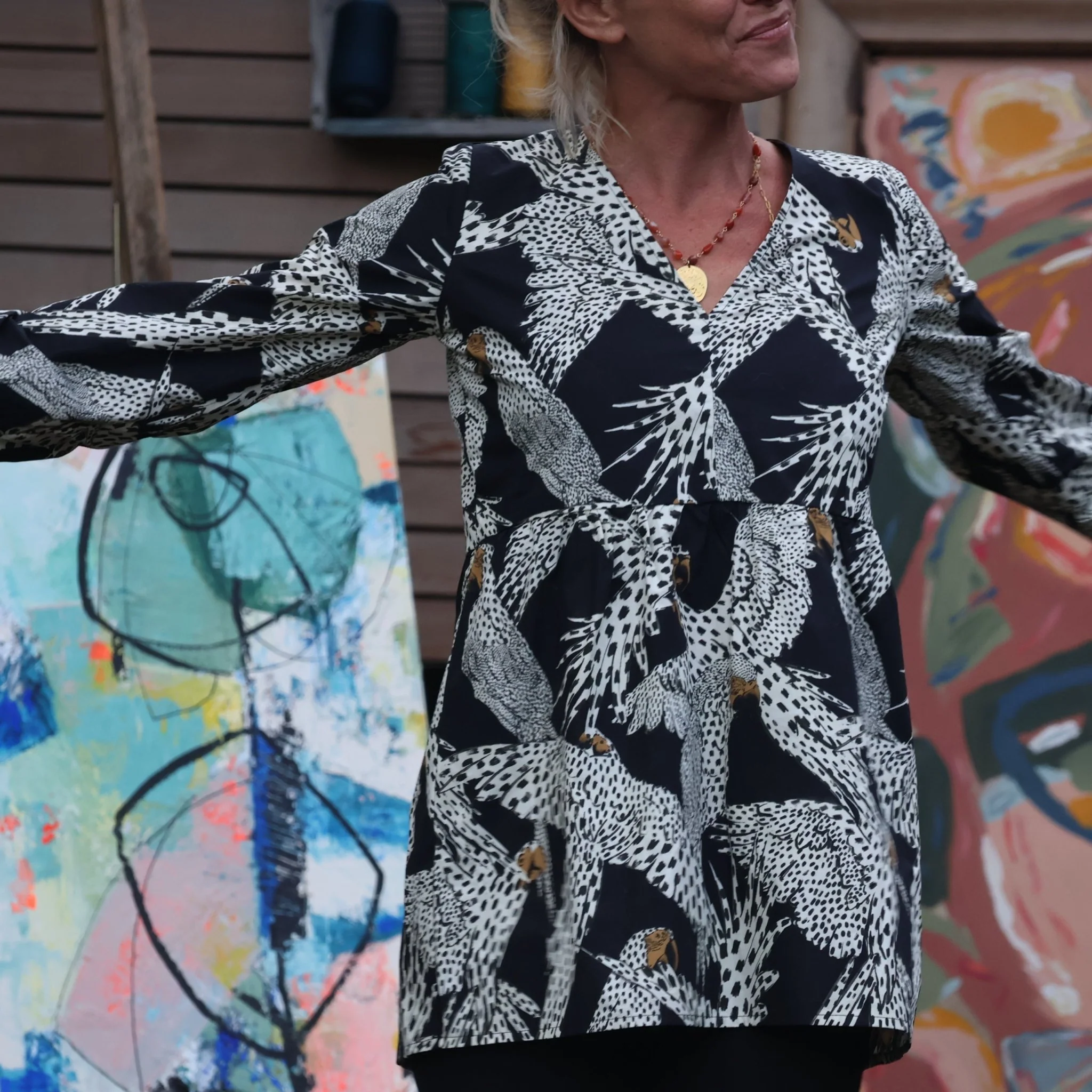 Blouse Noéline - popeline de coton oiseaux - Image 6